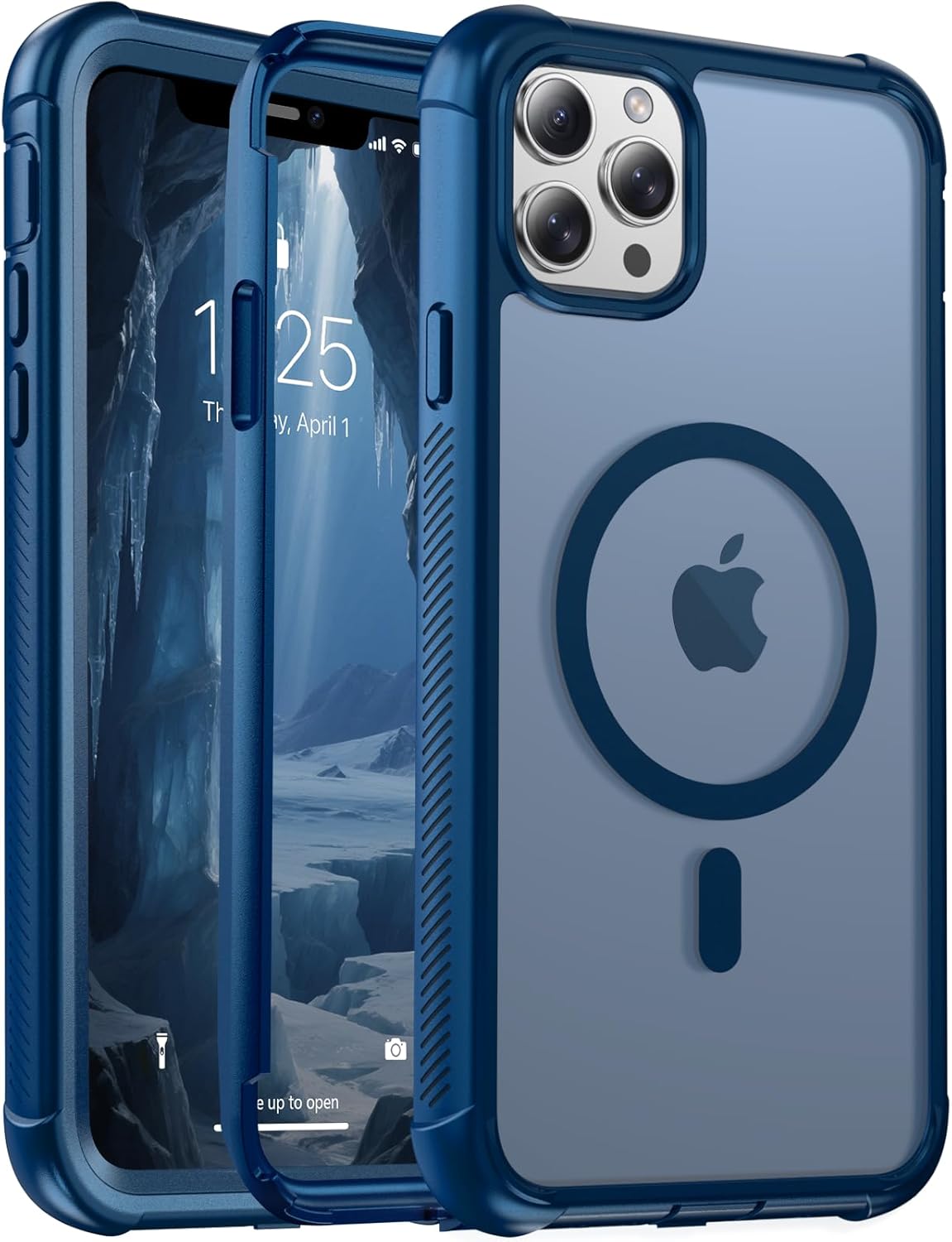 Magnetic for iPhone 11 Pro Max Case, [Compatible with MagSafe][Military Grade Drop Protection][Heavy Duty Protection][Non-Slip][Shockproof] 2-Layer Durable Bumper Phone Case 6.5''-Deep Blue