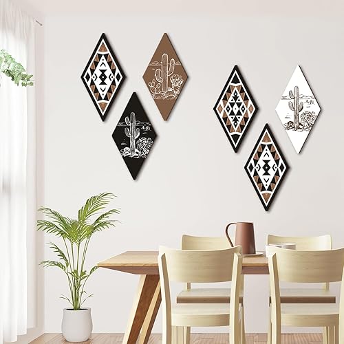 Miniatura 24 de CHDITB Decoración de pared de cactus, letrero de madera azteca, decoración de pared con temática natural, arte de pared moderno para oficina, hogar