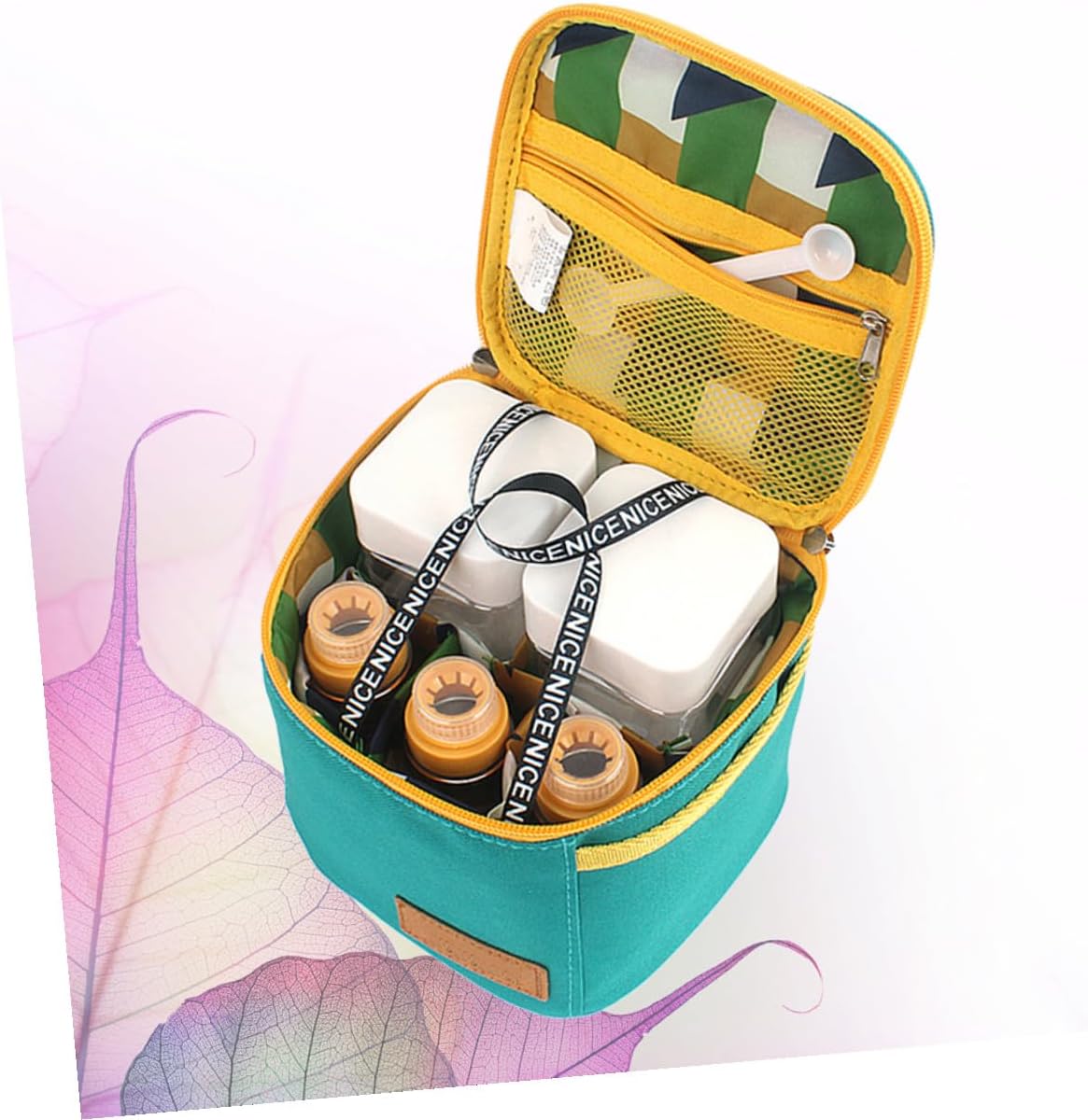 BESPORTBLE Outdoor Camping Jar Set with Storage Bag Seasoning Bottles Measuring for Barbecue Travel Use Green