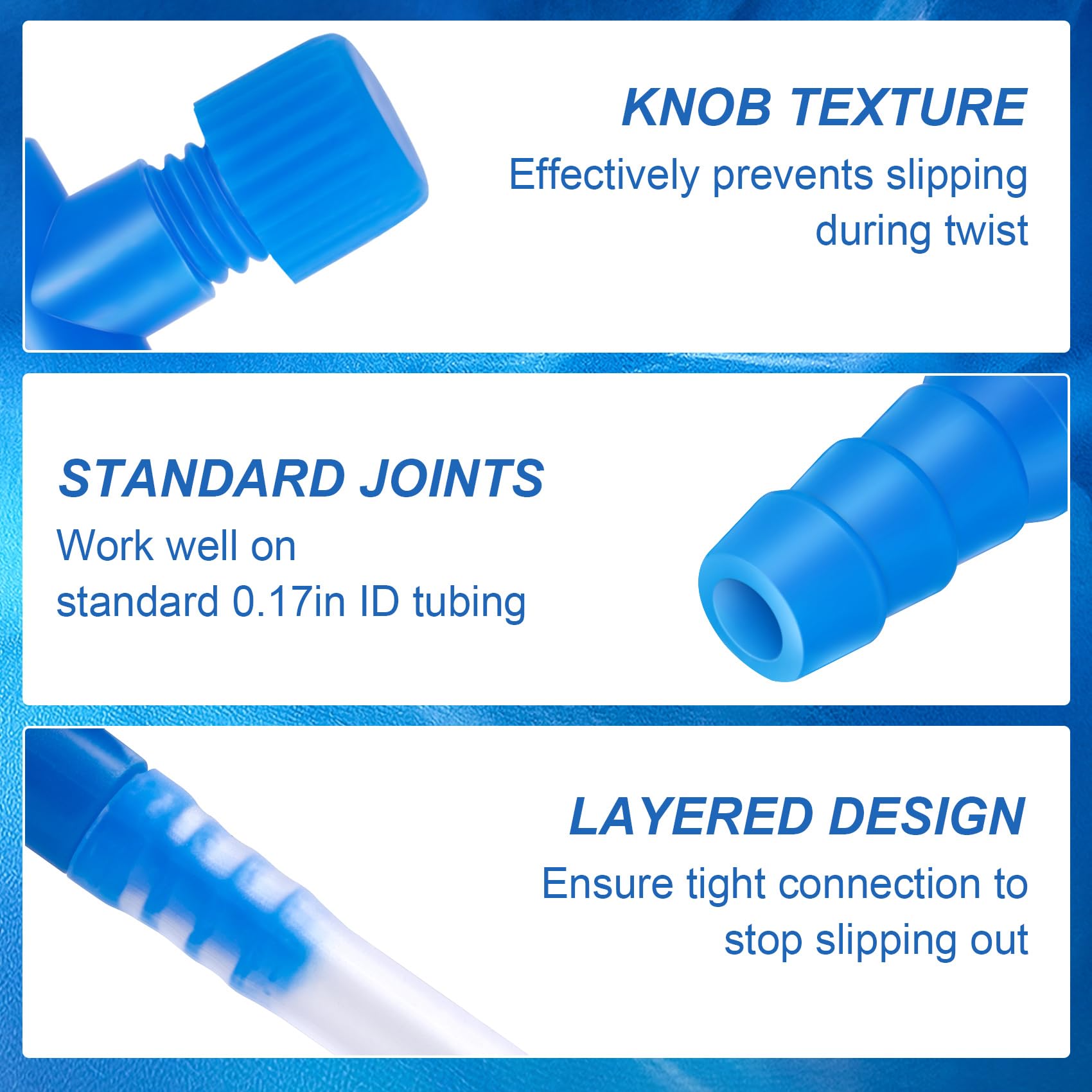 HINZIC 30 stuks aquarium luchtregelventielen voor aquarium 3/16 inch ID luchtbuis blauw enkele manier T-vorm regelklep plastic aquarium slang connector voor thuiskantoor