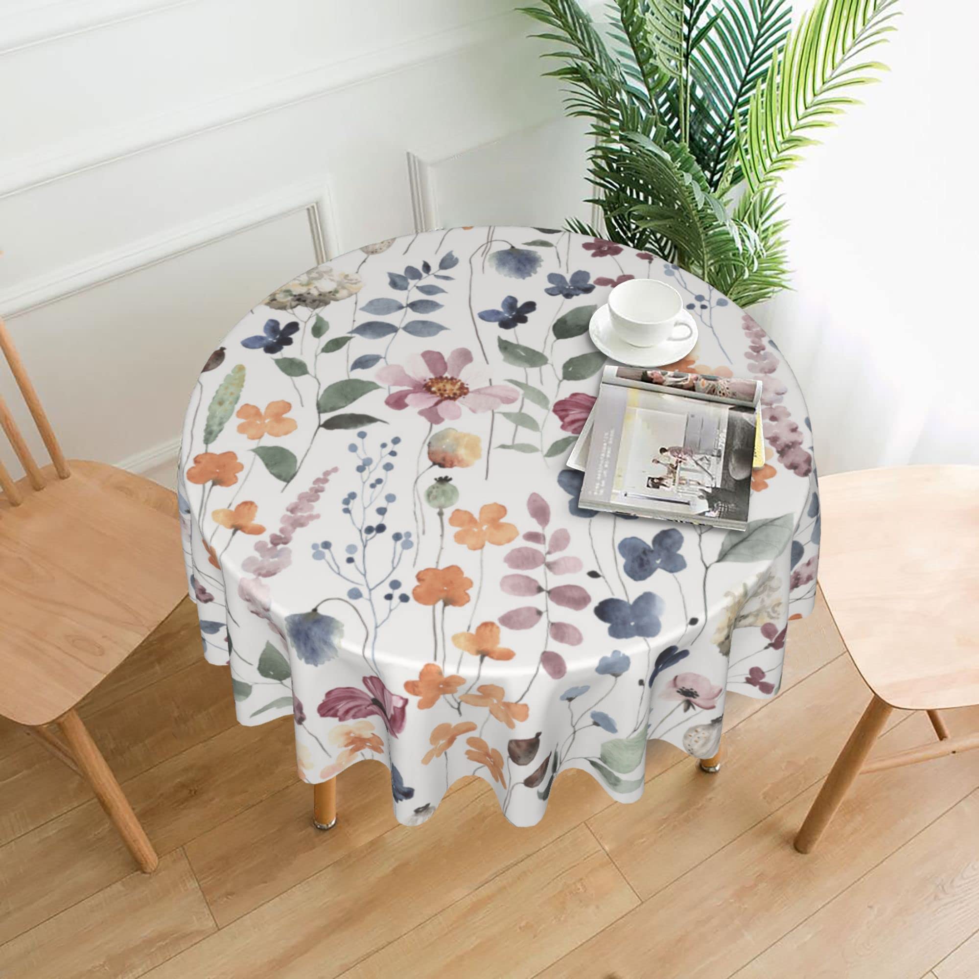Nappe Ronde En Polyester De 152,4 Cm Avec De Belles Fleurs Pour Table De Salle à Manger