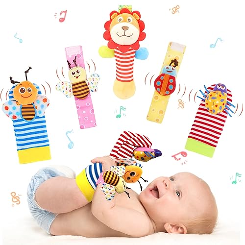 Sonajeros de muñeca para bebés de 0 a 6 meses, calcetines para pies y piernas, tobillos, brazos, mano, pulsera, agitador para niños y niñas de 6 a