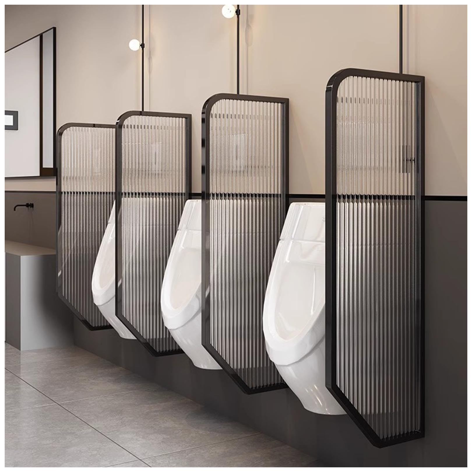 GTHTUHFD Tempered Glass Urinal Partition Screen, Wall-Mounted Privacy Divider For Public Toilets, Men‘S Urinal Baffle For Hotels & Restaurants - Black, 100Cm, 1 Piece,Black-120cm