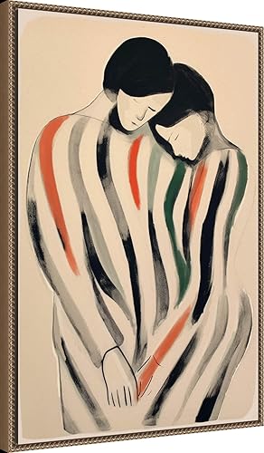 Miniatura 2 de Amanti Art Framed Canvas Wall Art Print (23x33) Intimate Embrace Man and Woman by Treechild Float Framed Canvas Art for Wall Decor, Living Room,