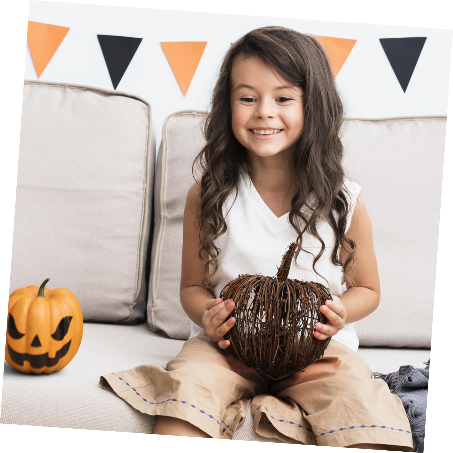 ifundom Decoración De Calabaza De Ratán para Halloween Adorno Festivo para Fiestas Diseño De Calabaza De Ratán para Decoración De Escritorio Casa