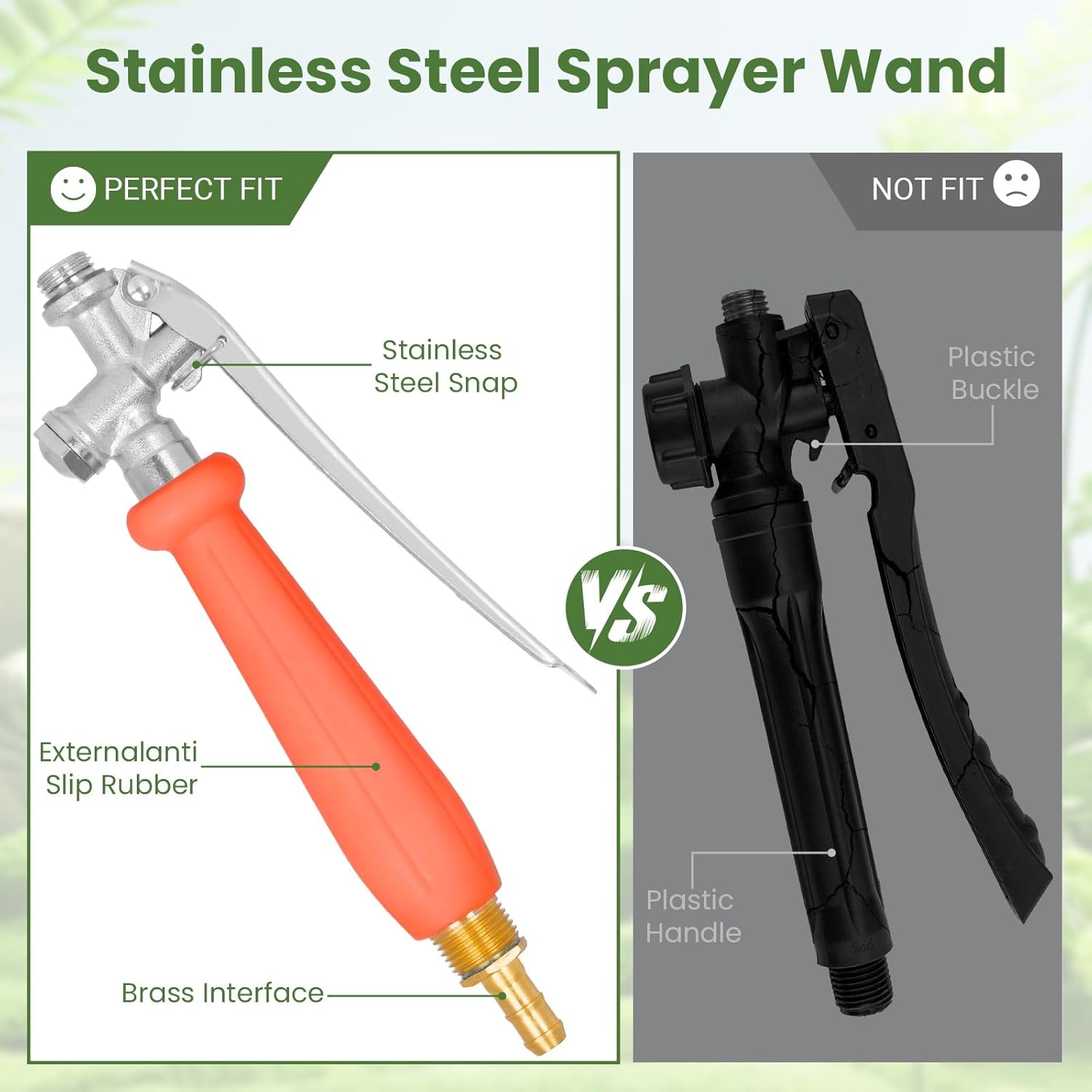 29"-44" All Metal Replacement Sprayer Wand, Suitable for 1/2" Hose Quick Connector, 1/4" & 3/8" & 1/2" Brass Barb Spray Wand, Built-in Shut Valve Stainless Steel Spray Wand (2Pcs 29" Sprayer Wand)