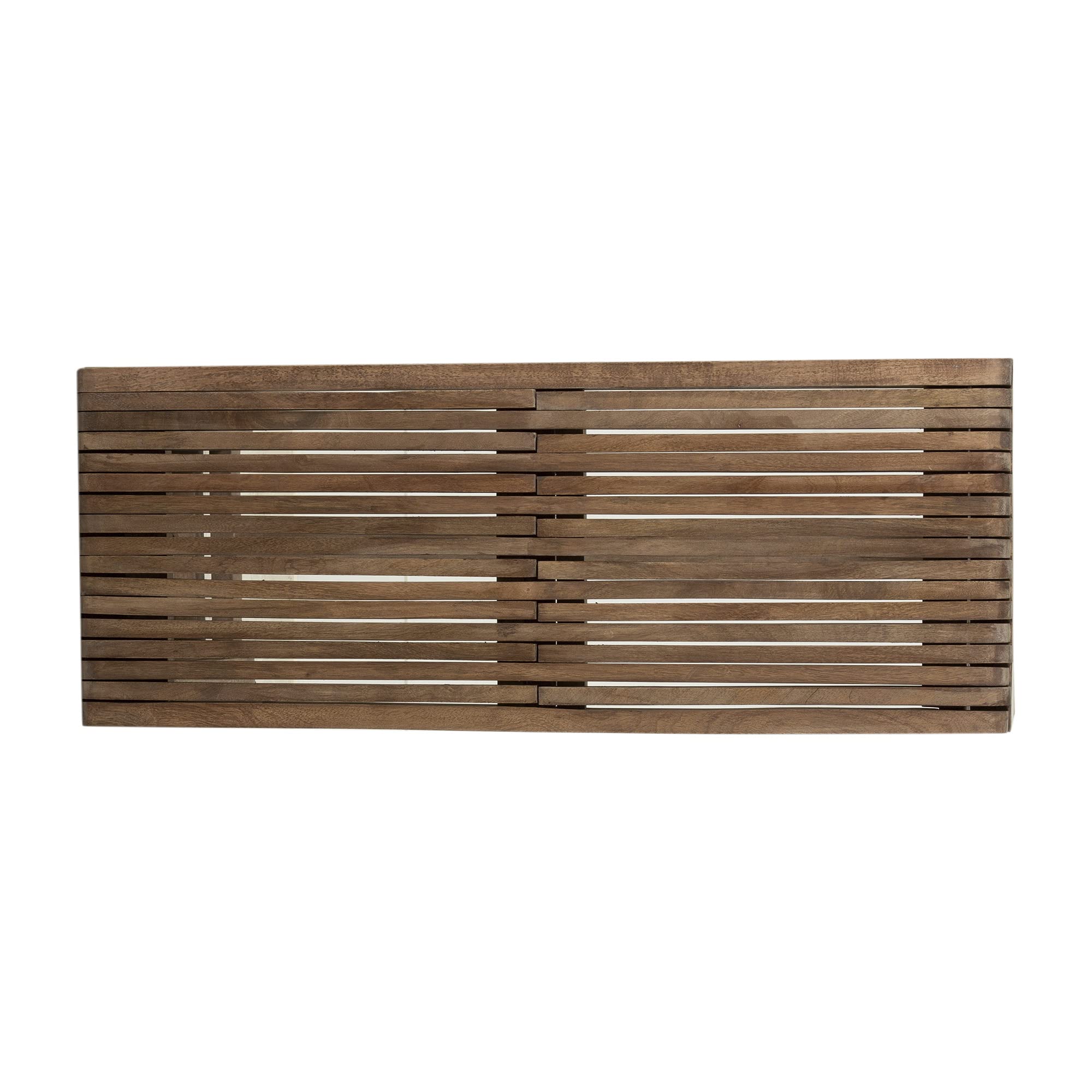 Extendable Dining Bench, Solid Mango Wood, 35 to 60 Inch | Expandable bench seating for dining room, entryway or end of bed, natural sand finish, 300 lb capacity, fully assembled