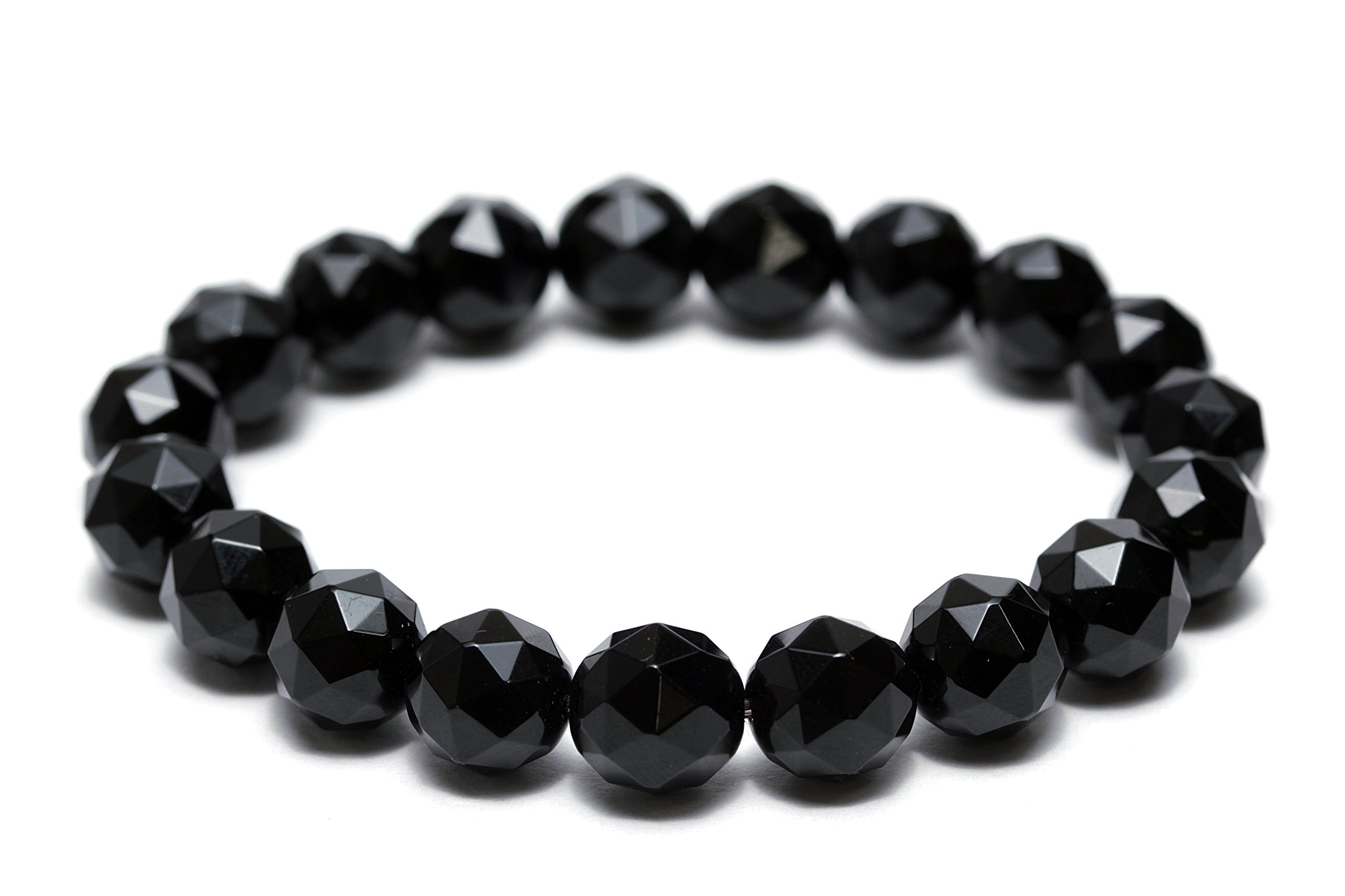 Amazon | [AMERI] チベット産カットモリオン(黒水晶) ブレスレット 
