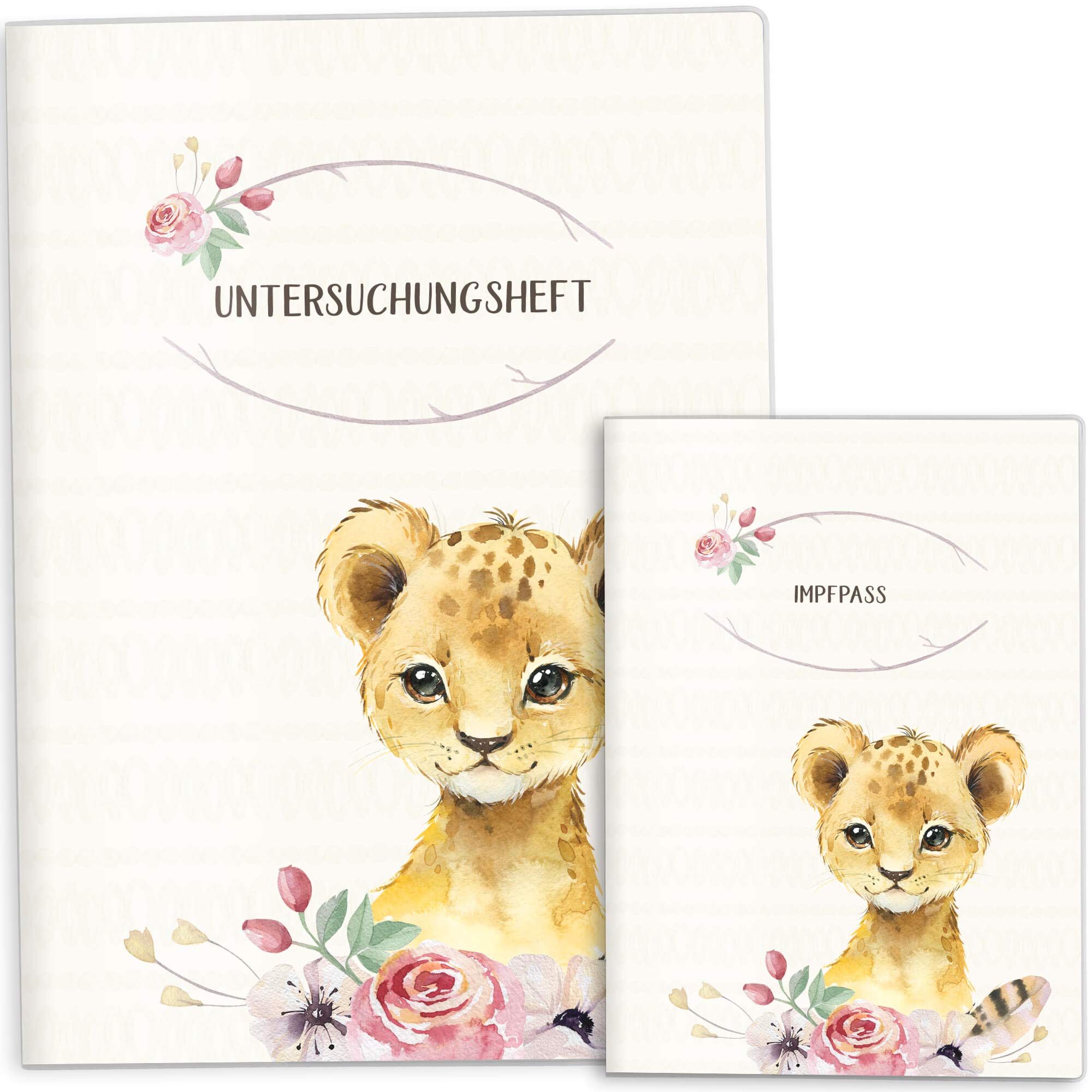 OLGS U-Heft und Impfpass Hülle Wildnis Safari Tiere | Untersuchungsheft- und Impfpasshüllen, schöne Geschenkidee (Uhefthülle, Impfpasshülle ohne Personalisierung, Löwe)