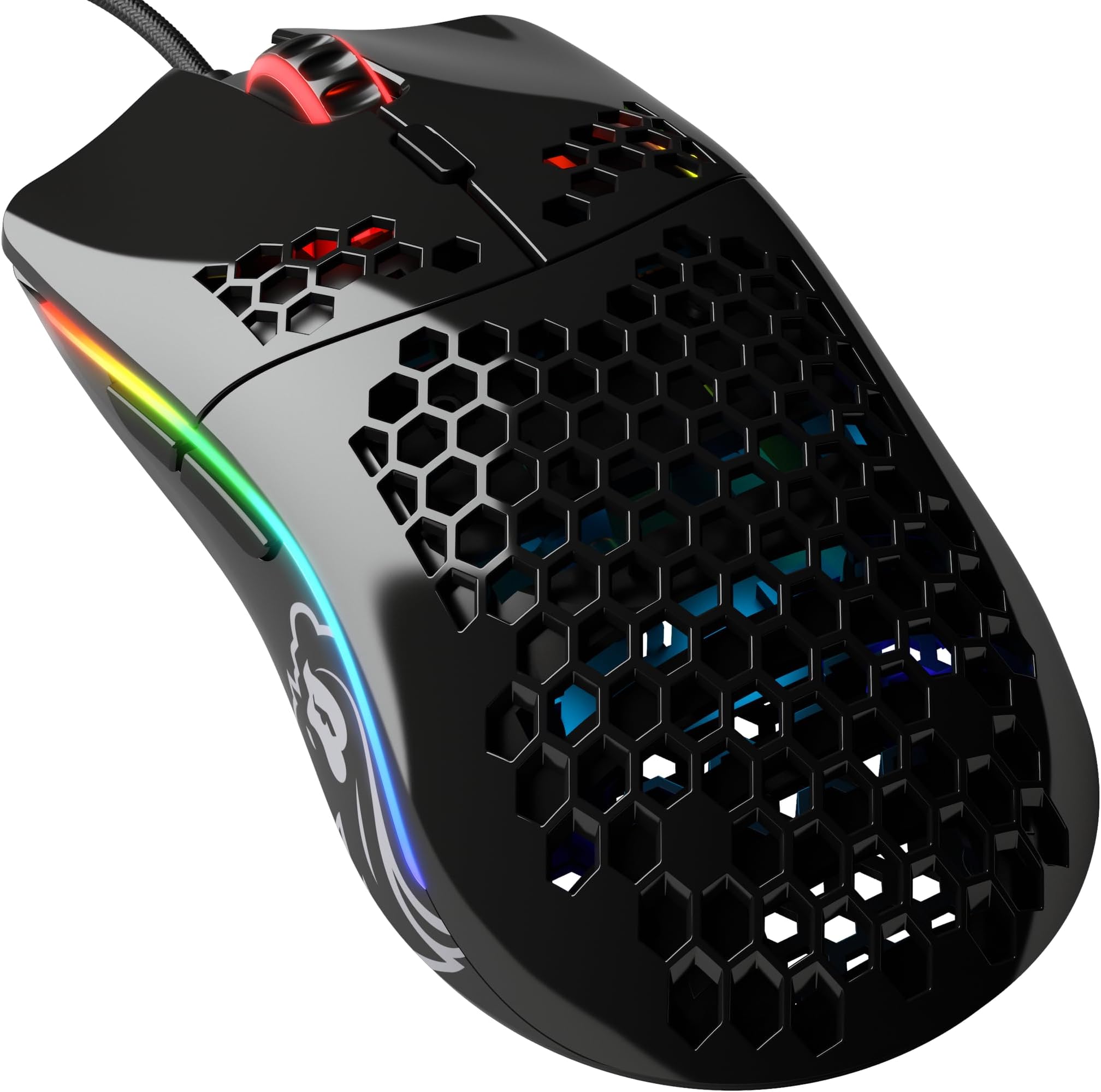 Model O- (Minus) Compact Wired Gaming Mouse - 58g Superlight Honeycomb Design, RGB, Pixart 3360 Sensor, Ambidextrous, Omron Switches - Glossy Black