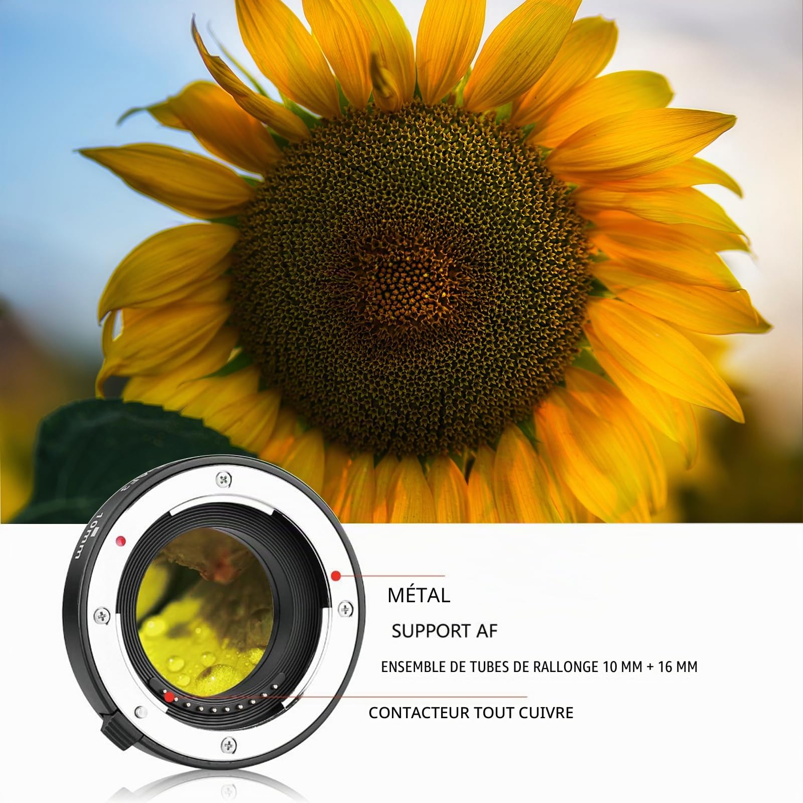 Meike MK-F-AF3 Tube d'extension en métal pour appareil photo sans miroir Fujifilm X-T1, X-T2, X-T3, X-T10, X-T20, X-T30, X-Pro1, X-Pro2, X-A1, X-E1, X-E2, X-E3 (10 mm + 16 mm)