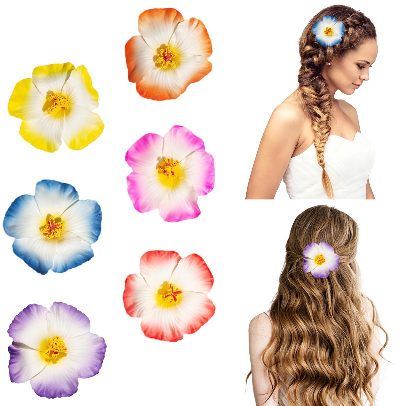 Plumeria Blumen Haarklammer, Blumen Haarklammern Set, Haarspange Blume, Blumenklammern Große, Flower Hair Clip, Hawaiian Haarschmuck, Dekorative Haarclip, für Frauen und Mädchen(H)