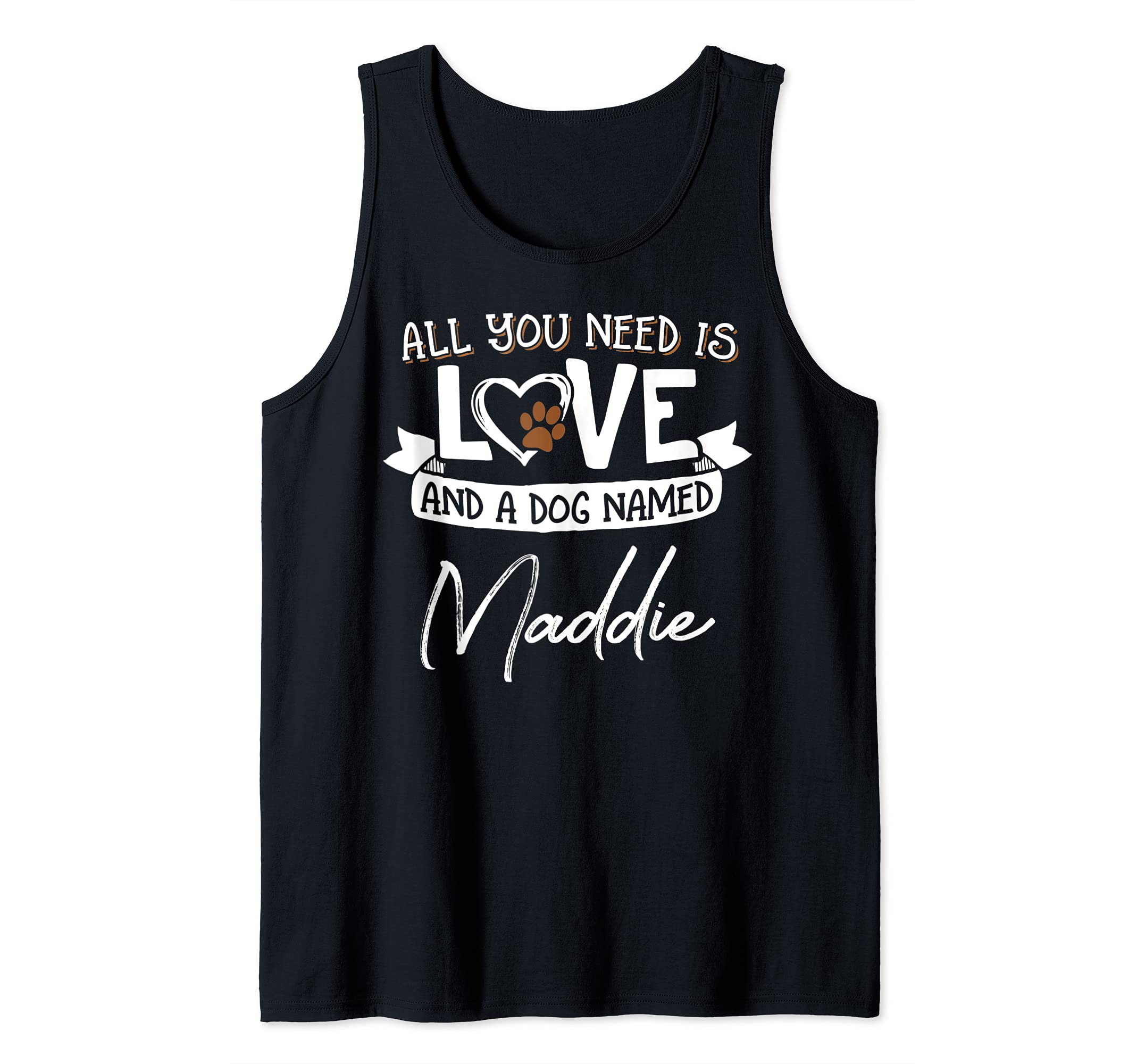 Cute Dog Named Maddie Design for Women and Men Tank Top, Black