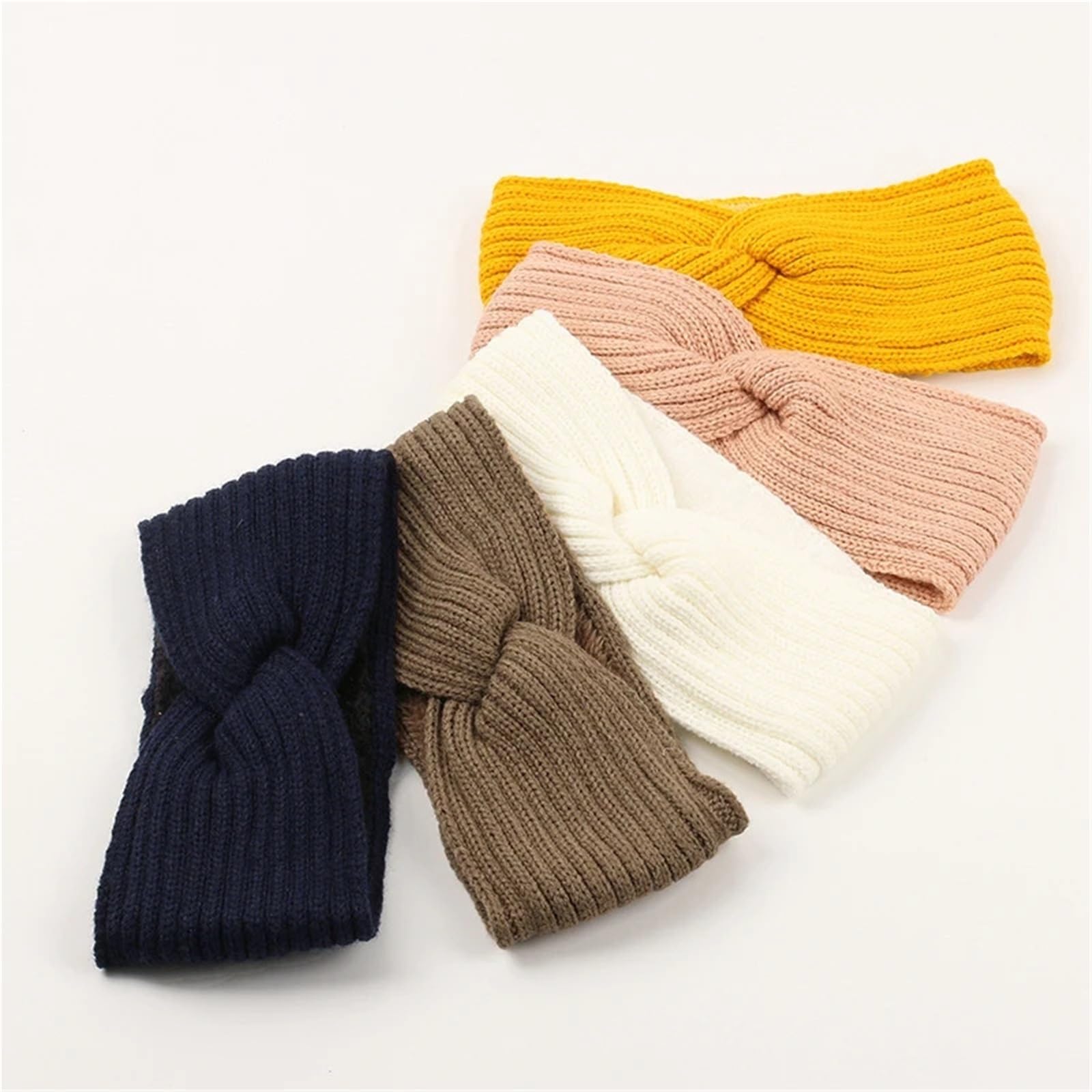 3 pezzi autunno inverno addensare lavoro a maglia fascia larga foderato in peluche for capelli turbante fasce for for le donne tenere in caldo scaldaorecchie femminili Per Donna(Deep Blue)