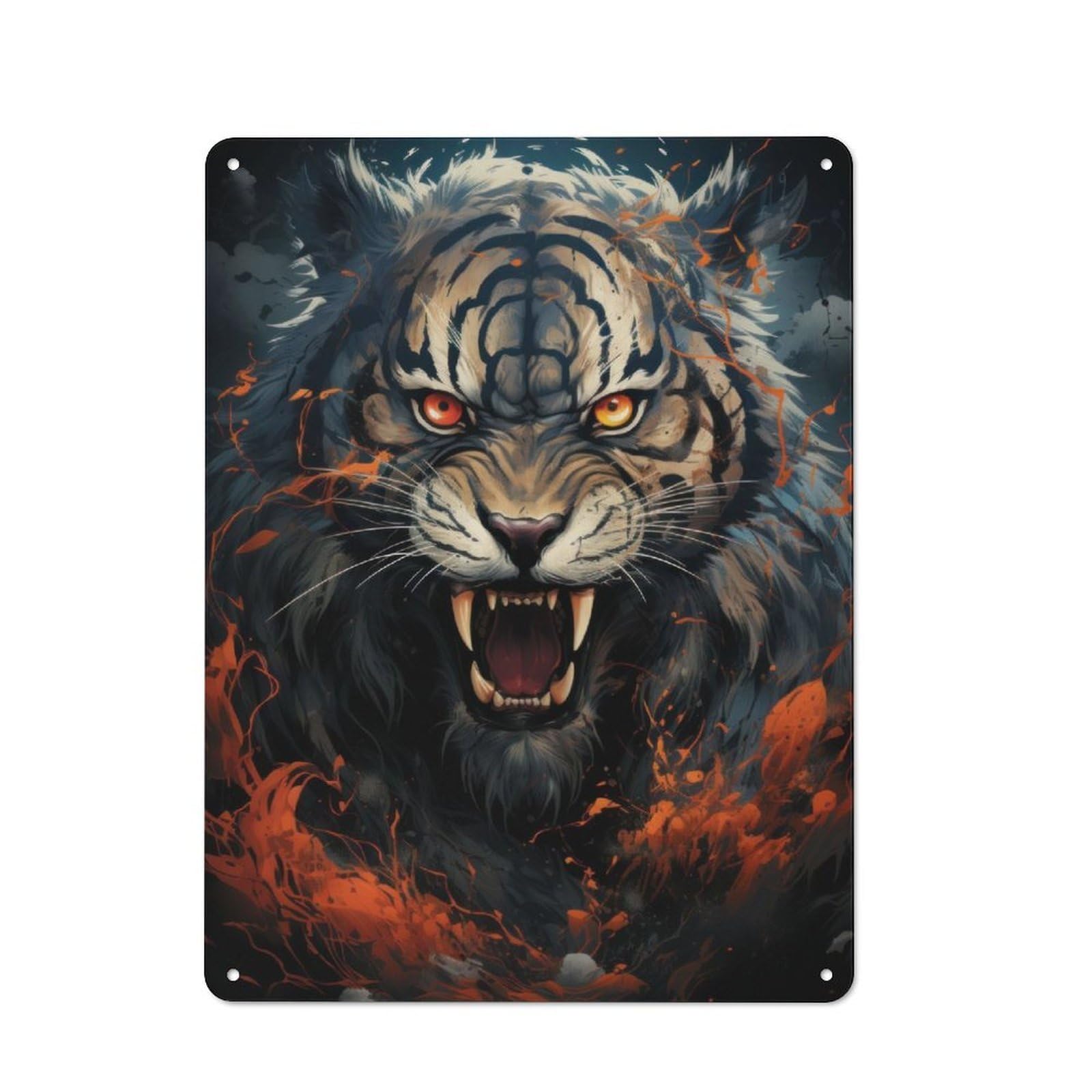 Junmoney Tiger Portrait Vintage Metal Plaque 40X30cm For Dining Room Or Kitchen, For Home Decor Collectors Refreshing A Room In Autumn