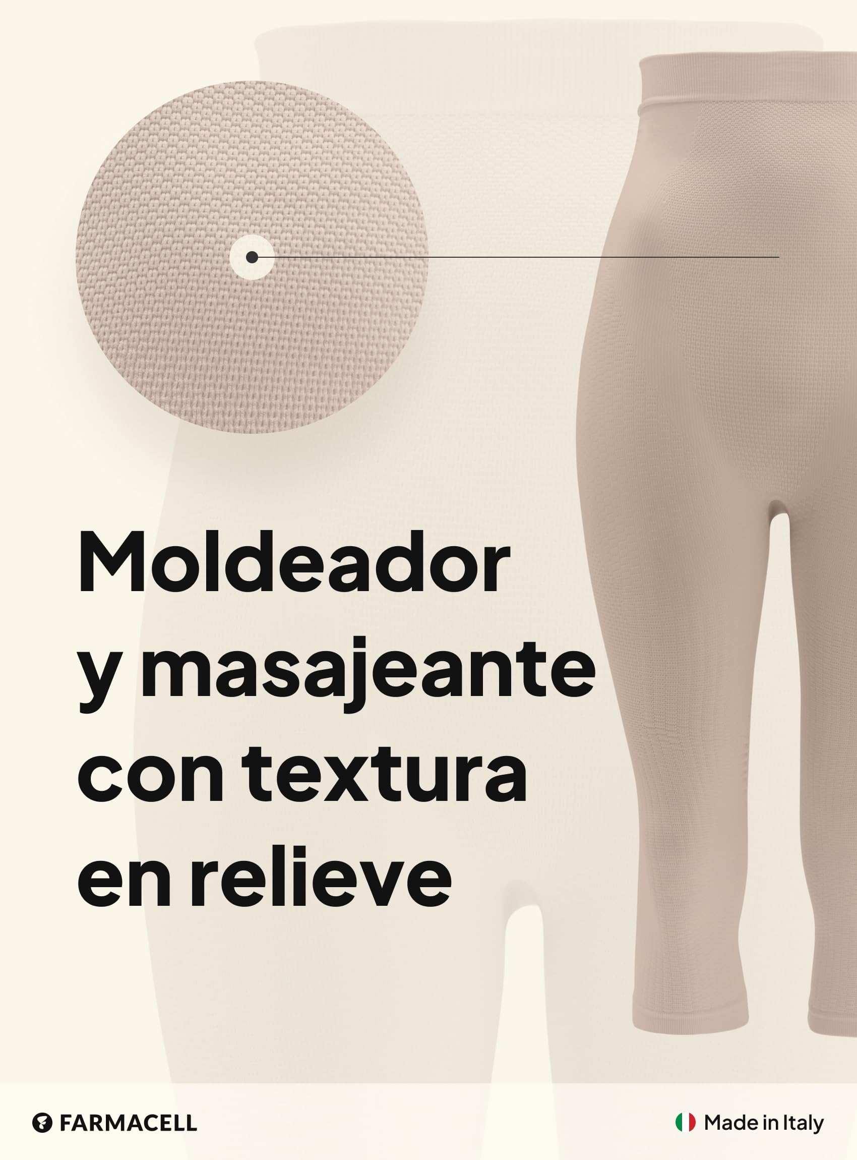 Farmacell Faja Pantalón Capri Mujer Anticelulitis Masaje, Push Up, Vientre Plano, Made in Italy, 323