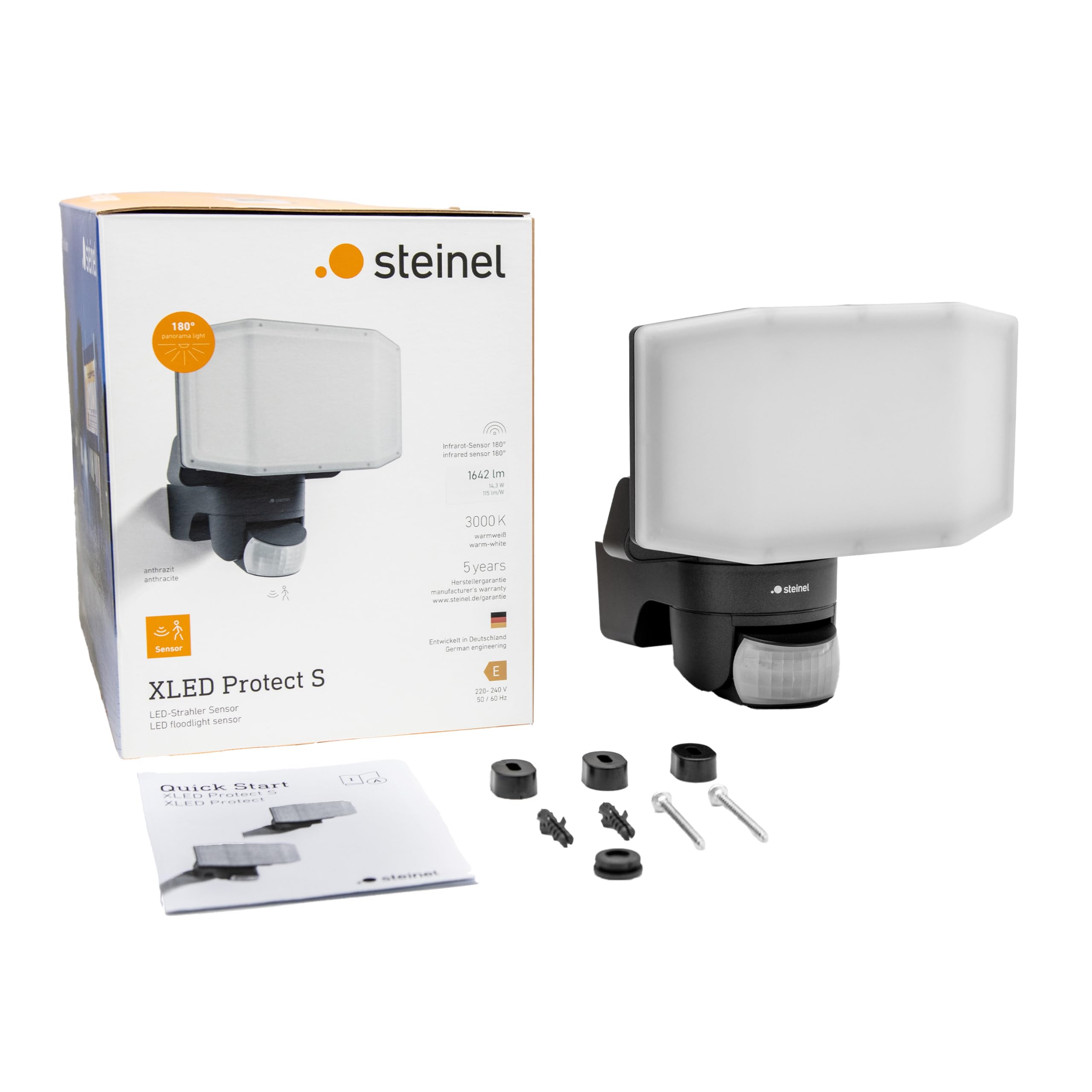 Steinel LED Strahler XLED Protect S Anthrazit, 180°/10 m Bewegungsmelder, 14.3 W, IP54