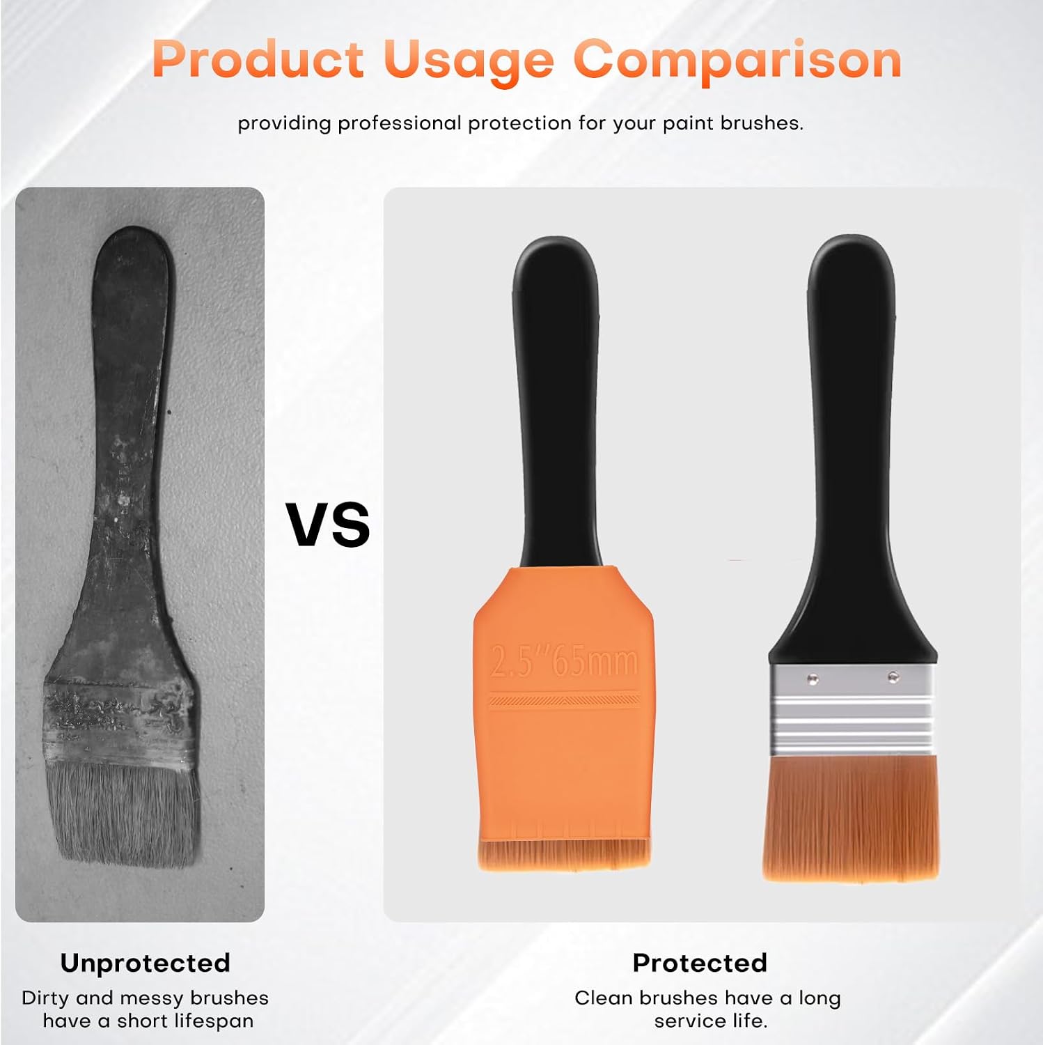 Universal Silicone Paint Brush Protective Cover Sleeve for Bristle Protecting (Orange, 1 * 2.6IN)