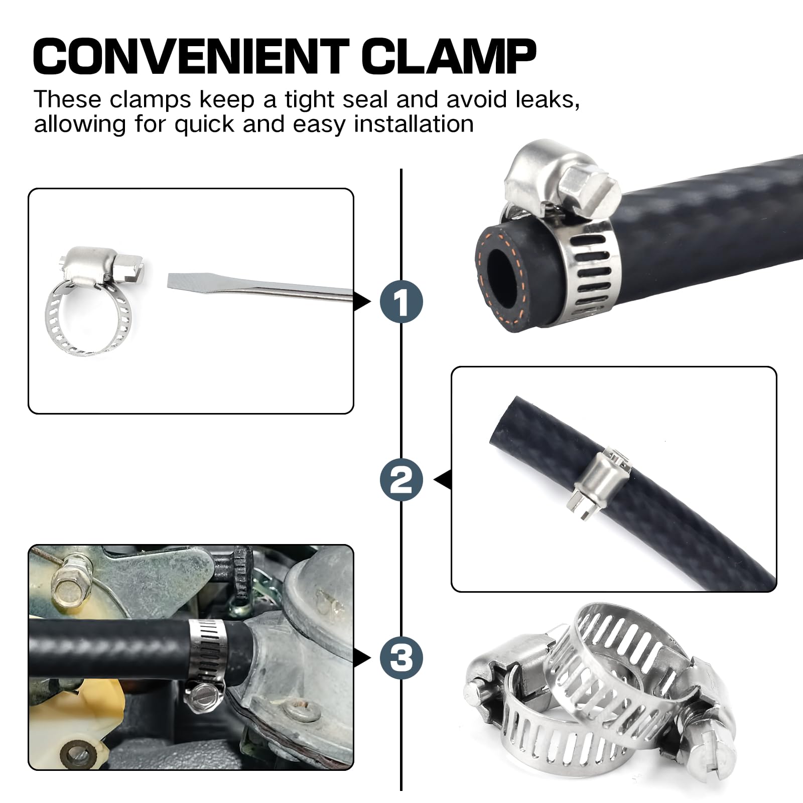 5mm Fuel Line Hose,Fuel Hoses,Gas Line Hose,1 Meter Rubber Pipe with 6 Hoses Clamps,Outer Diameter 11mm,Car Fuel Tube,Petrol Rubber Tube,Diesel Pipe for Trucks,Cars,Tractors and Small Engines — view 6