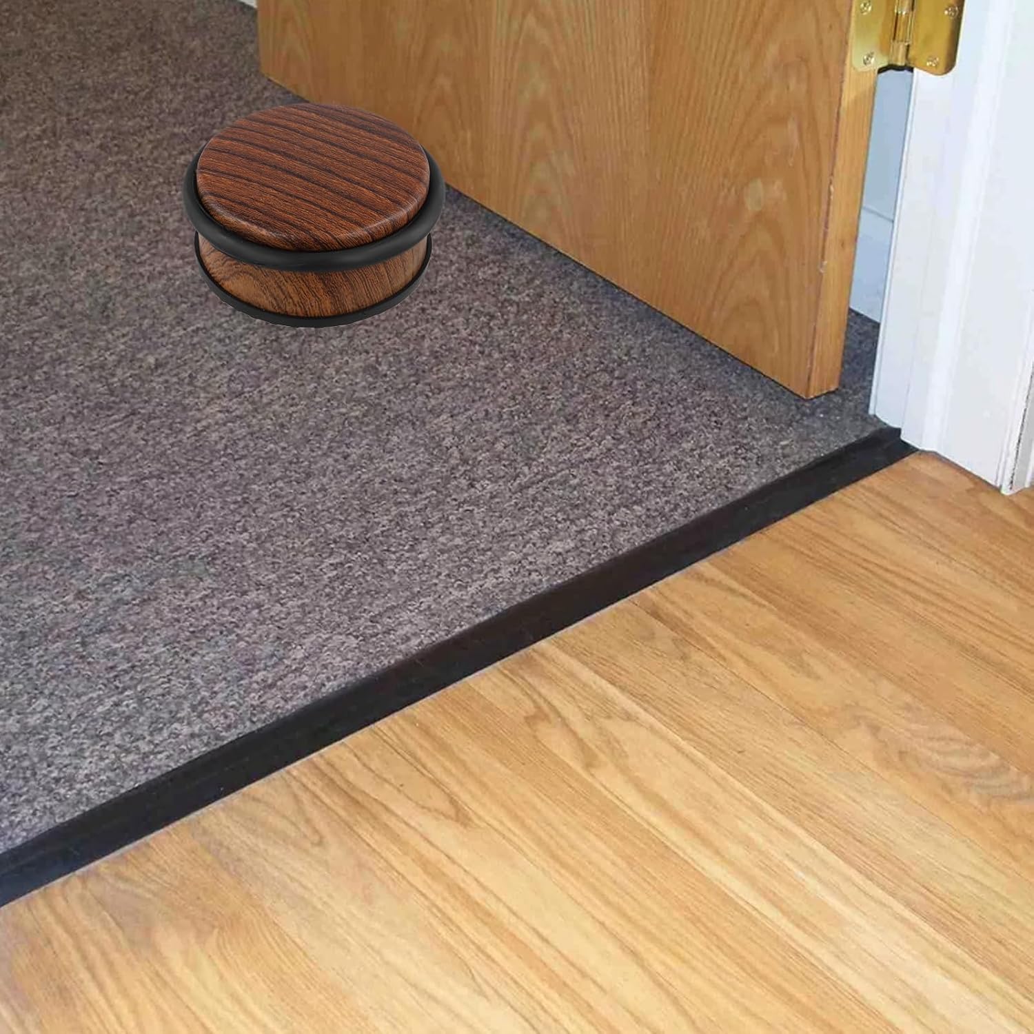 KEILEOHO 4 PCS Stainless Steel Door Stop with Protective Rubber Bands Anti-Slip, Contemporary Decorative Safety Door Wedge, Heavy Duty Floor Door Stopper No Drill for Office Garage Home