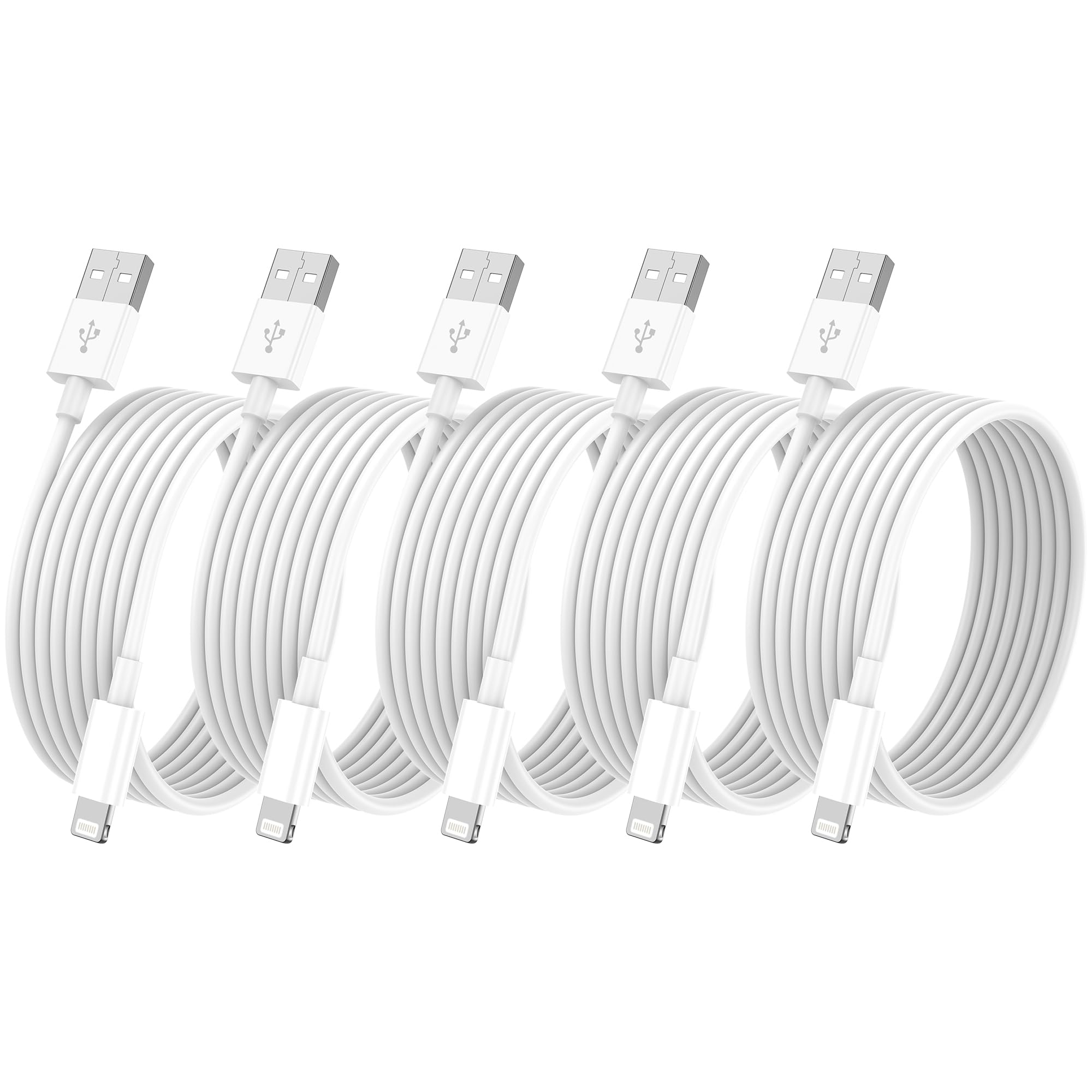 IPHONE 충전 코드 10피트 5팩 MFI 인증 긴 USB-초고속 충전 케이블 10피트 호환 APPLE IPHONE 14, 13,  12, 11 PRO MAX, XS MAX, XR, XS, X IPAD PRO, AIR, MINI에 적합 10피트-Freehip.co.kr