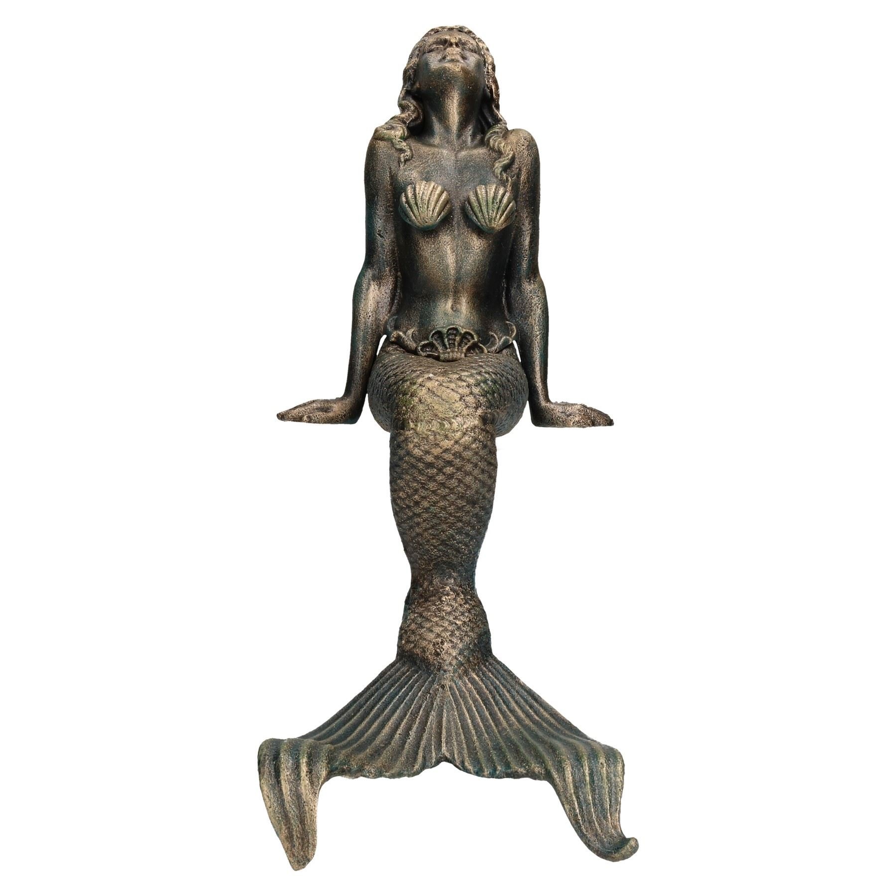AB Tools 16" Mermaid Cast Iron Statue Figure Ornament Garden Water Pond Shelf Sitting