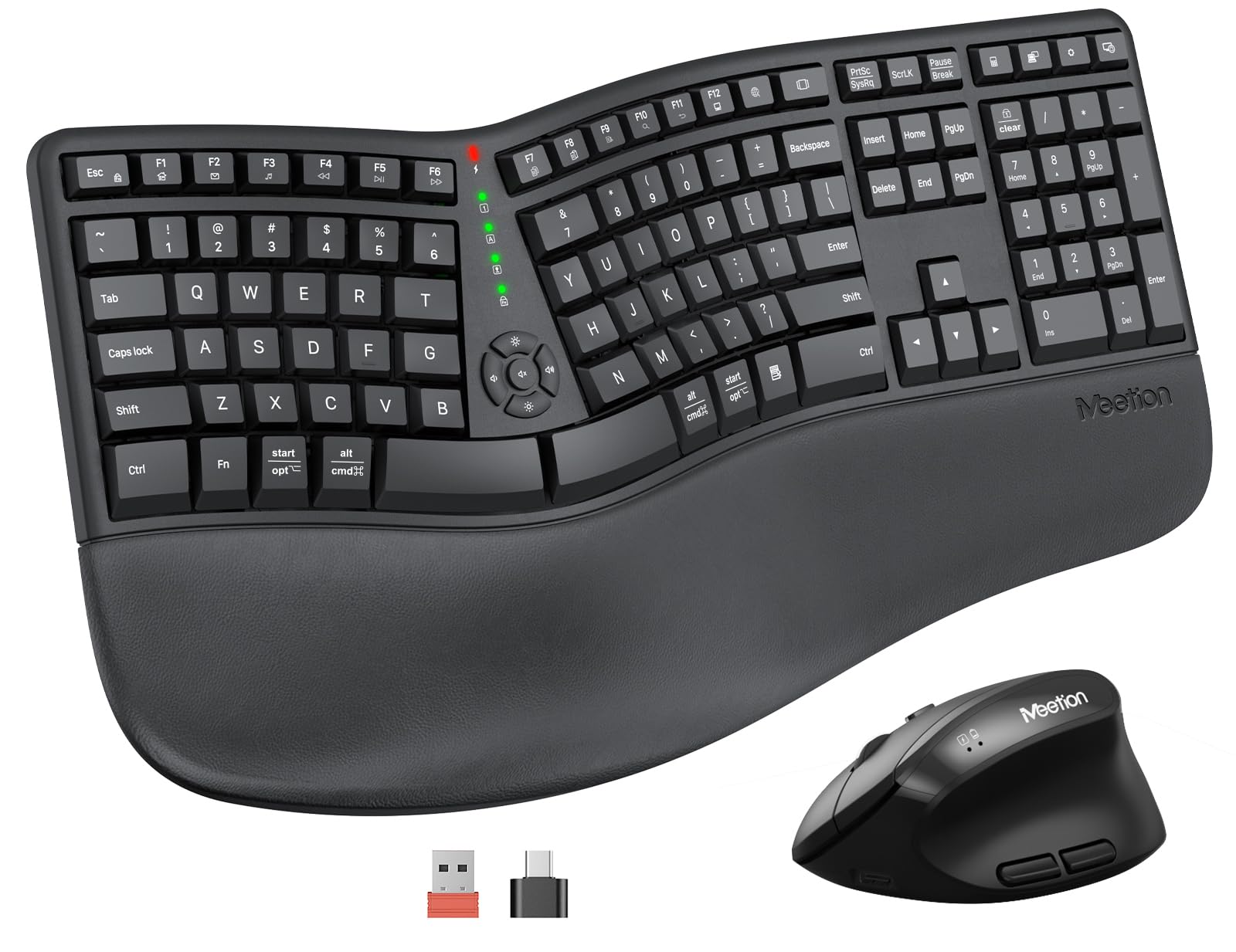 MEETIONErgonomic Wireless Keyboard and Mouse, Ergo Keyboard with Vertical Mouse, Split Curved Keyboard with Wrist Rest, Natural Typing Rechargeable Full Size, Windows/Mac/Computer/Laptop, Large SizeGlobal Recycled StandardGlobal Recycled StandardGlobal Recycled Standard