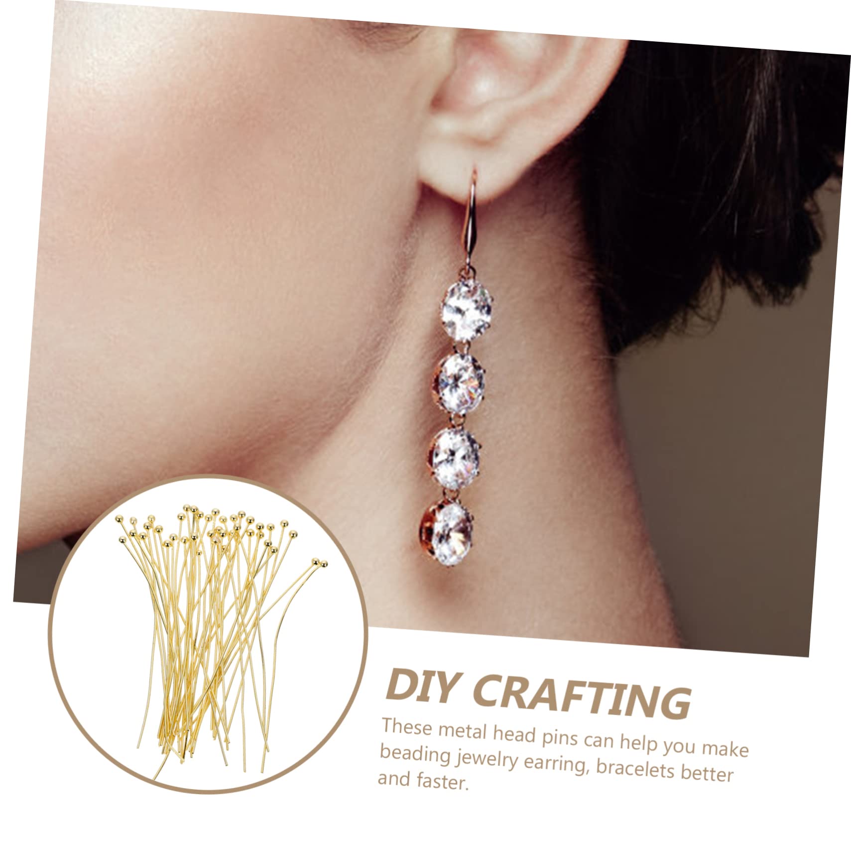 AUTSUPPL DIY Head Pins Beading Set Round Beads for Jewelry Making Craft Earring Charms Ball Pin Jewelry Material