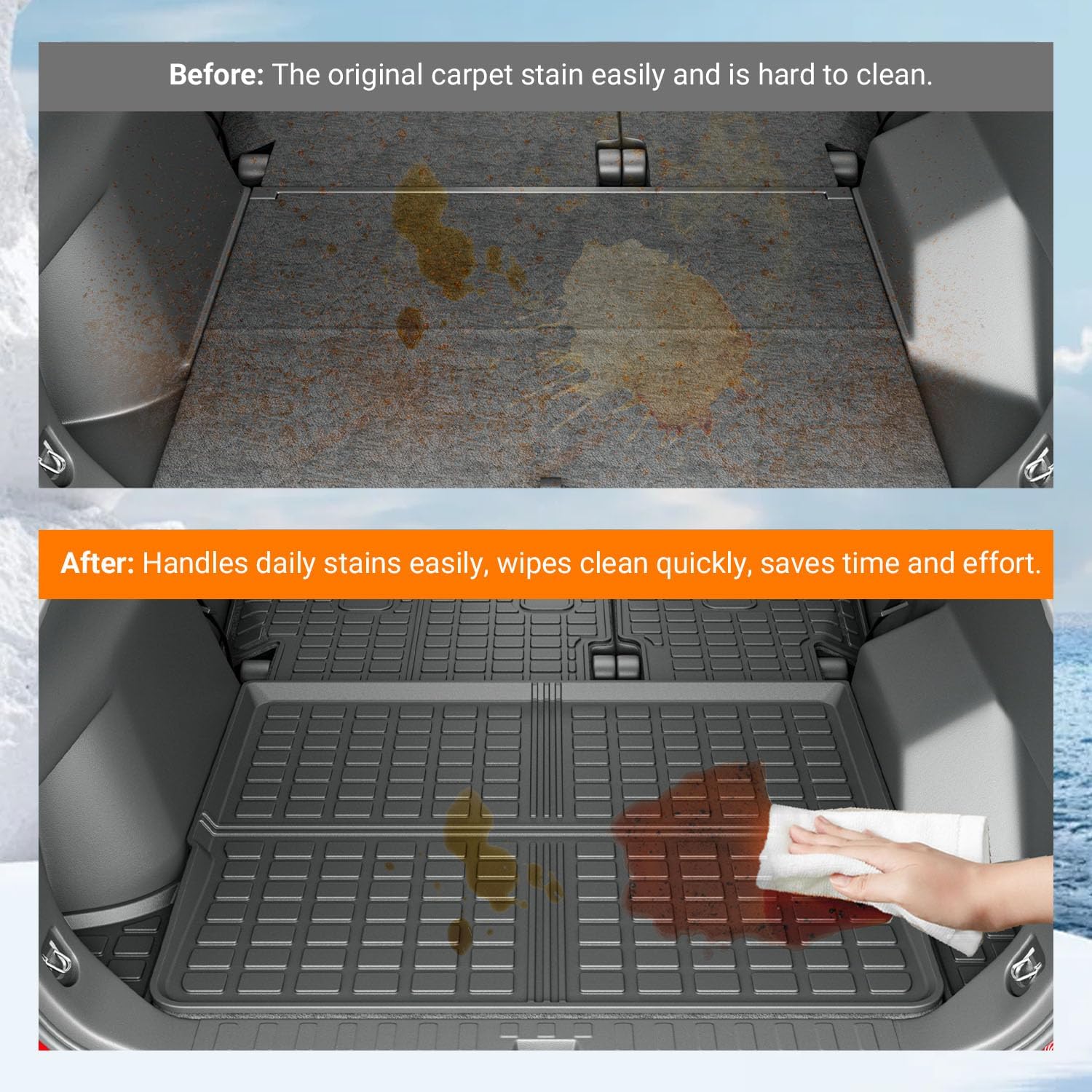 powoq Cargo Mat Compatible with 2018-2024 Chevrolet Equinox GMC Terrain Trunk Mat Backrest Trunk Liner TPE Cargo Liner Replacement for 2018-2024 Chevy Equinox GMC Terrain Accessories - Image 3