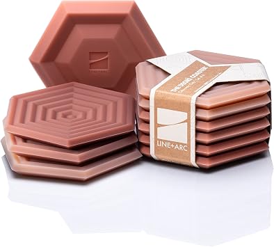 LINE+ARC Extra Thick Silicone Coasters As Featured in NYT WireCutter, 2024. Waterproof Anti-Stain Dishwasher-Safe Original Degre Coasters Set of 6, Clay Outdoor Rubber Mid-Century Modern