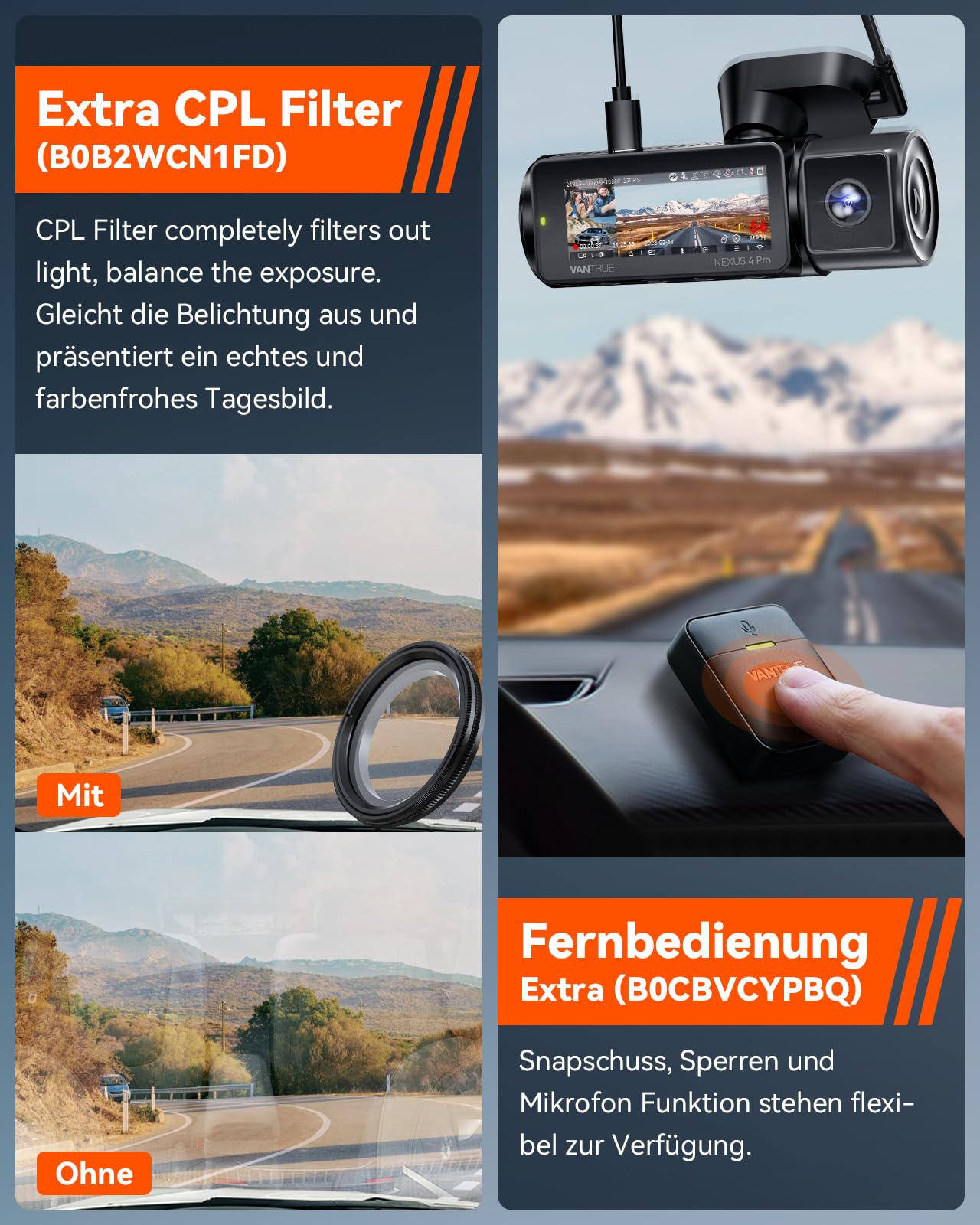 VANTRUE N4 Pro 4K +1080P+1080P 3 Lent STARVIS 2 Sensor Dash Cam, 5GHz WiFi GPS Telecamera per Auto, 3xHDR IR Dashcam Auto, Controllo Vocale 24h. Modalità di Parcheggio Buffer, 3.19” IPS Max 512G
