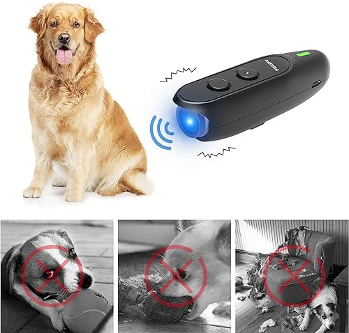 Miniatura 8 de Dispositivo antiladridos para perro, frecuencia variable ultrasónica, disuasorio de ladridos de perro, recargable, 2 en 1, dispositivo de control de