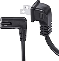 Vista 9 de Ancable - Cable de alimentación de repuesto para TV, paquete de 2 unidades de 12 pies en ángulo recto de 2 clavijas a forma de L figura 8 C7 para TV