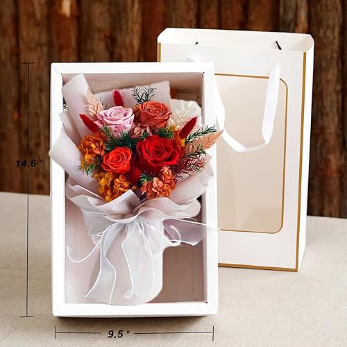 Miniatura 3 de Ramo de flores preservadas naturales con caja de regalo, ramo de flores para siempre para el día de San Valentín, día de la madre, cumpleaños,