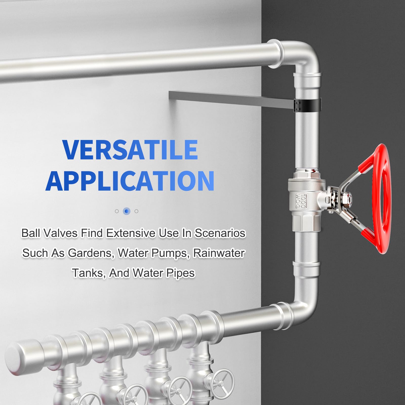 Vanne à bille 1/2" BSP femelle x 1/2" BSP mâle, vanne à bille à passage intégral en acier inoxydable 304 avec poignée ronde et interrupteur d'arrêt, 1000 WOG pour l'eau, l'huile et le gaz
