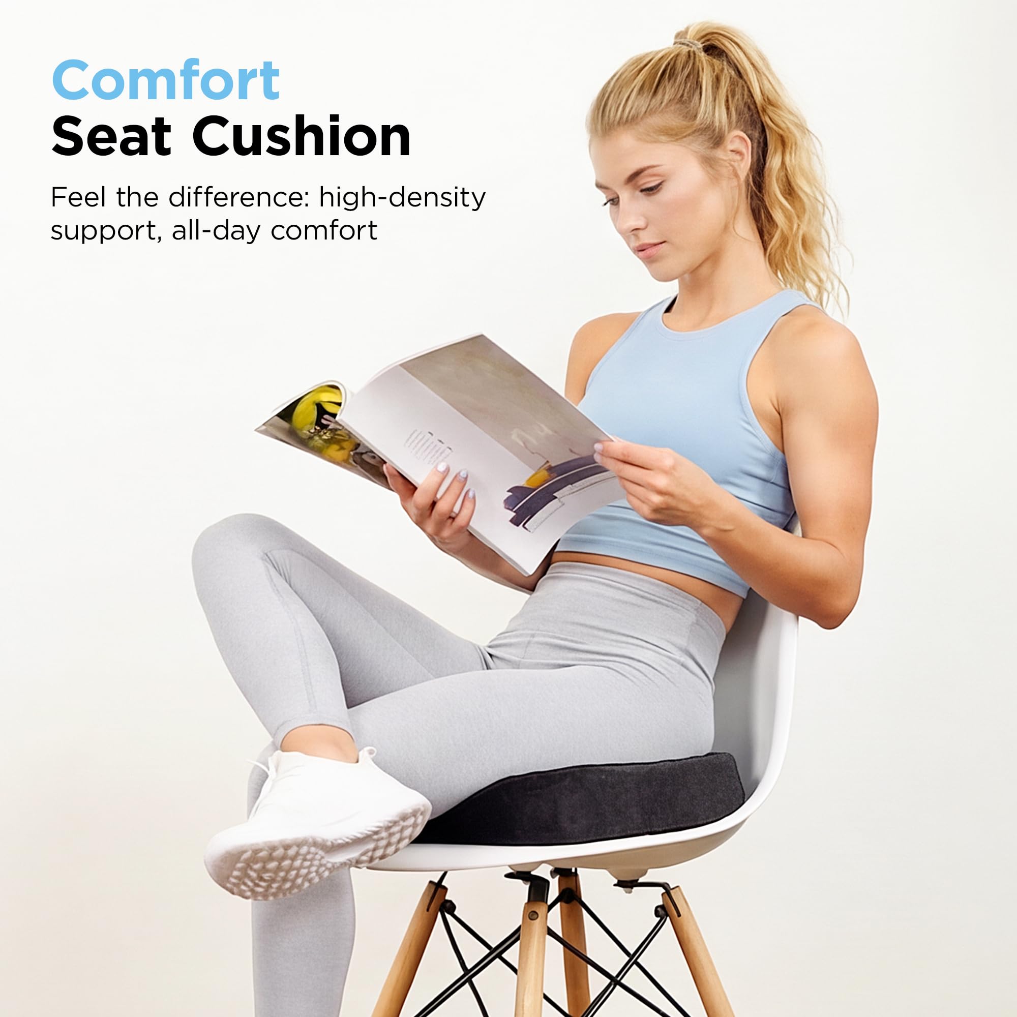 Aurora Health & Beauty Memory Foam Sitzkissen für Bürostuhl, Autositz & Schreibtisch, Hüft-Steißbeinkissen für Steißbein & Ischias, Schmerzlinderung, Schwarz