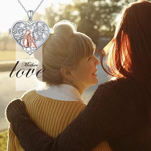 Miniatura 2 de DAOCHONG Collar con colgante de árbol de la vida de plata esterlina S925 para madre e hijo, regalo para mujeres, abuela, madre, hija, Plata