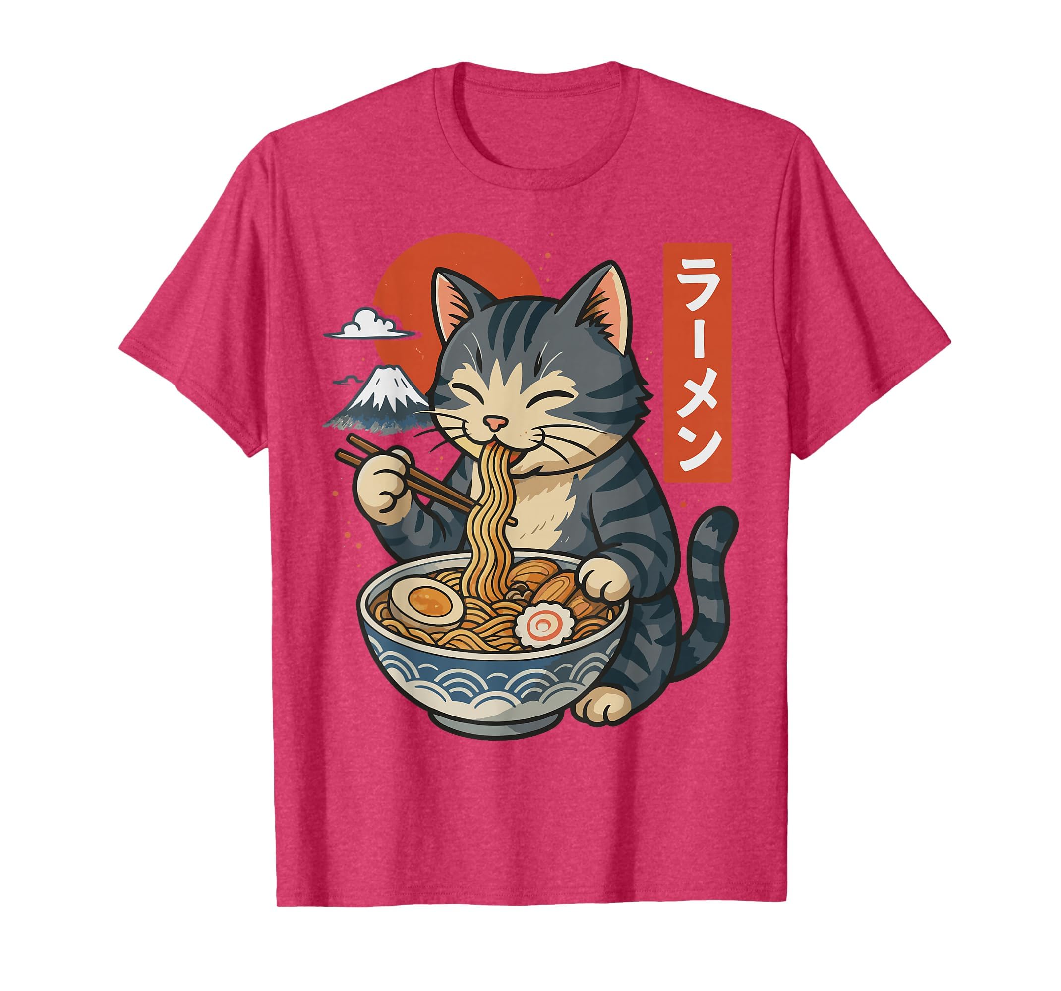 Anime Cat Eating Ramen Retro Kawaii Ramen Cat T-Shirt