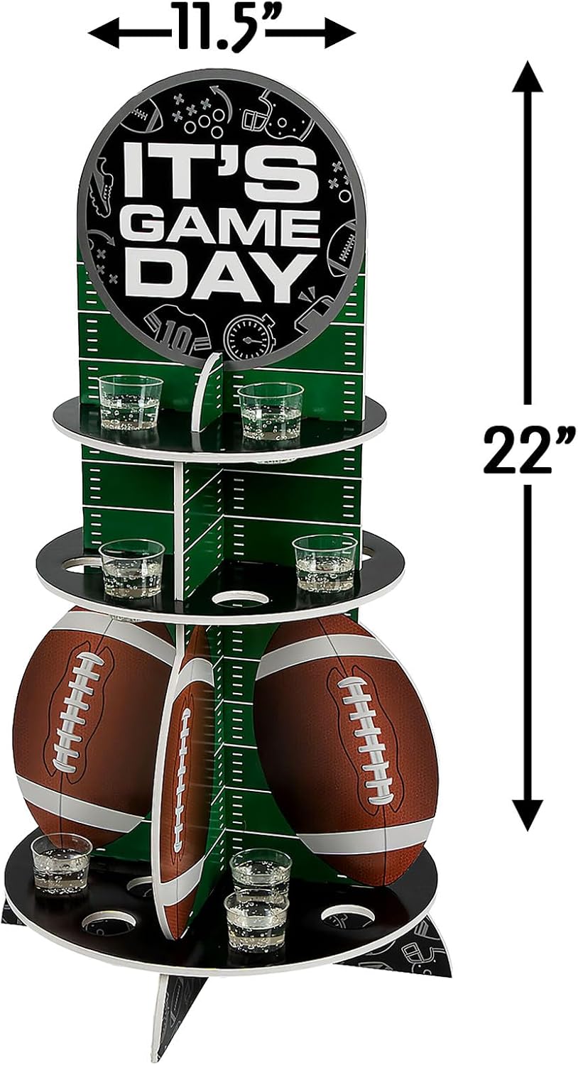 Fun Express Football Shot Glass Stand with Plastic Shot Glasses - 25 Pc