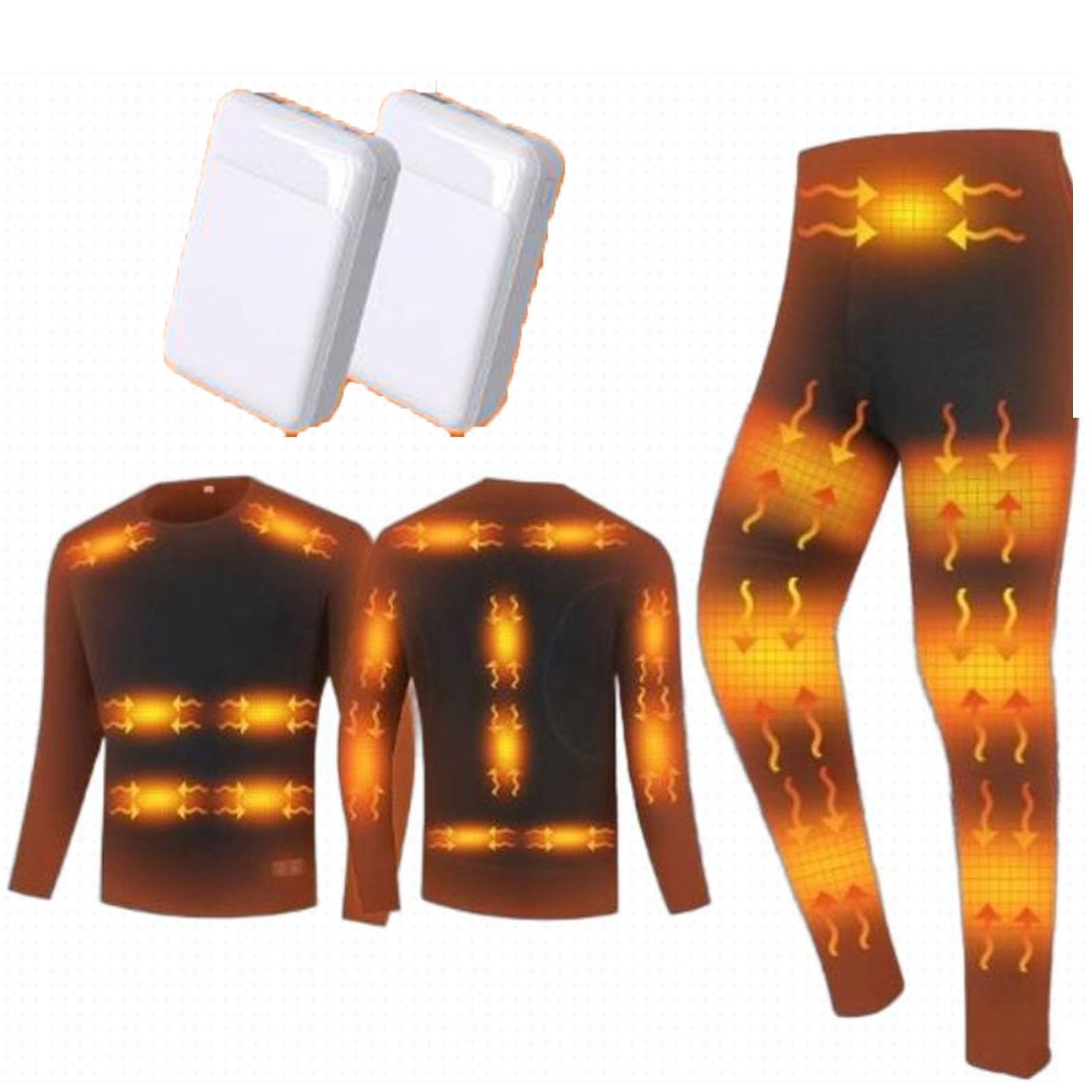 Ropa Interior Calefactable, Ropa Interior Calefactable con Batería, 28 Zonas Calefacción Inteligente Camiseta y Pantalón Térmicos para Esquí, Motos, Caza