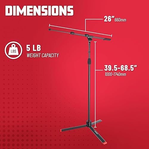 Miniatura 6 de Gator Frameworks ID Series - Soporte de micrófono con brazo de brazo ajustable de doble sección de 26 pulgadas, totalmente plegable en forma de