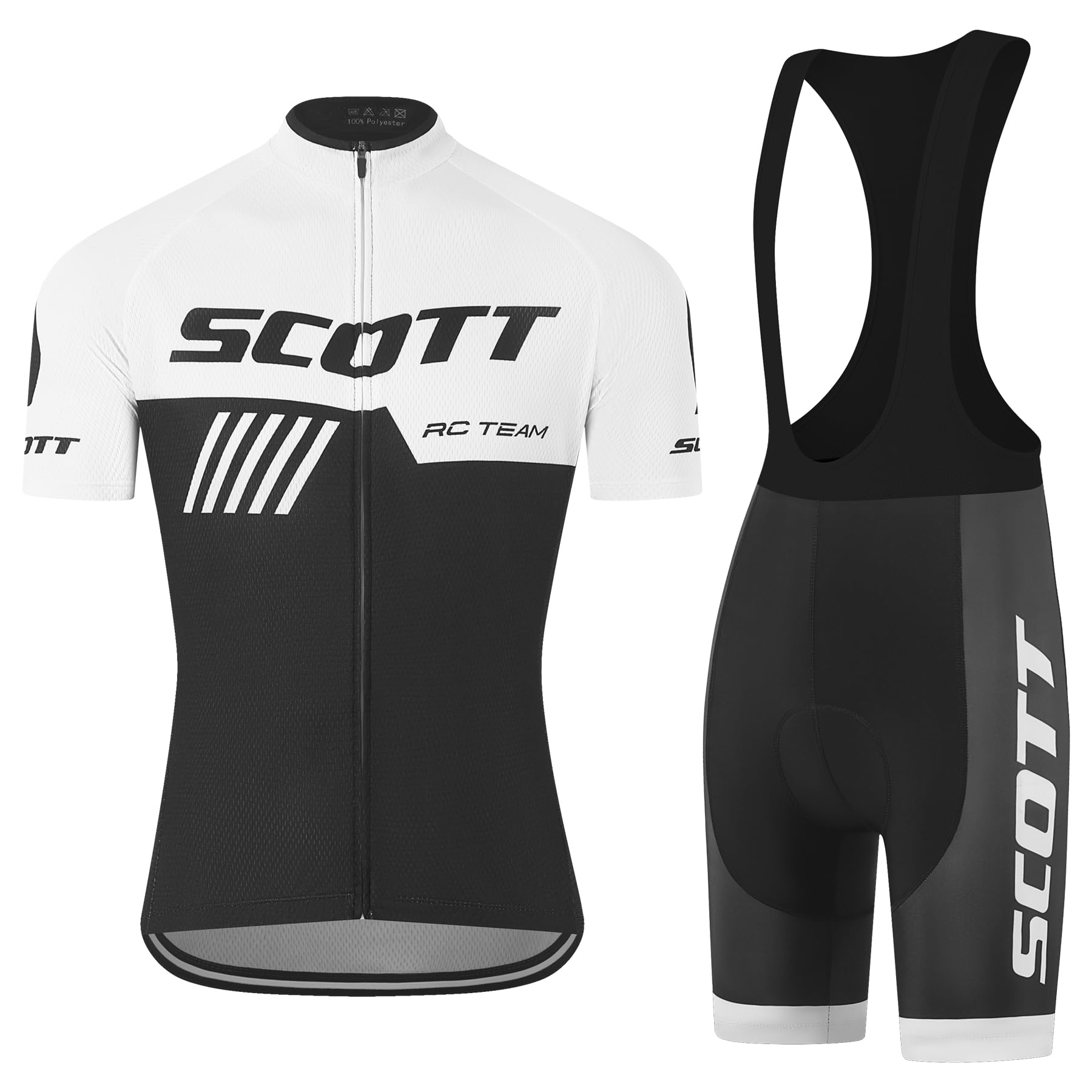 Rennrad Trikot Kurzarm Herren Set, Fahrradbekleidung Herren mit 5D-Gelpolster, Fahrradtrikot mit 5 Taschen Sommer