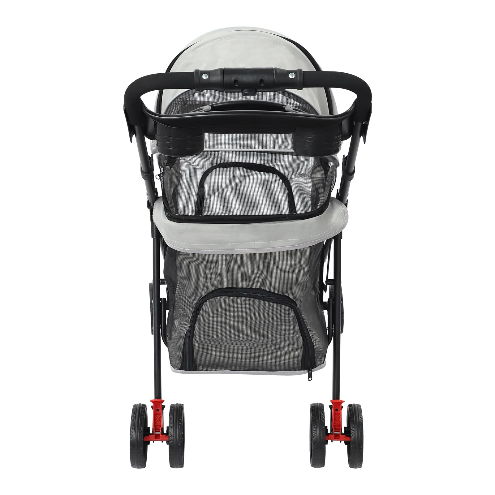 Transportín para perros con ruedas, mochila plegable para perros con función de carro, paneles de malla transpirable con red elevada para viajes y excursiones con perro o gato (gris y