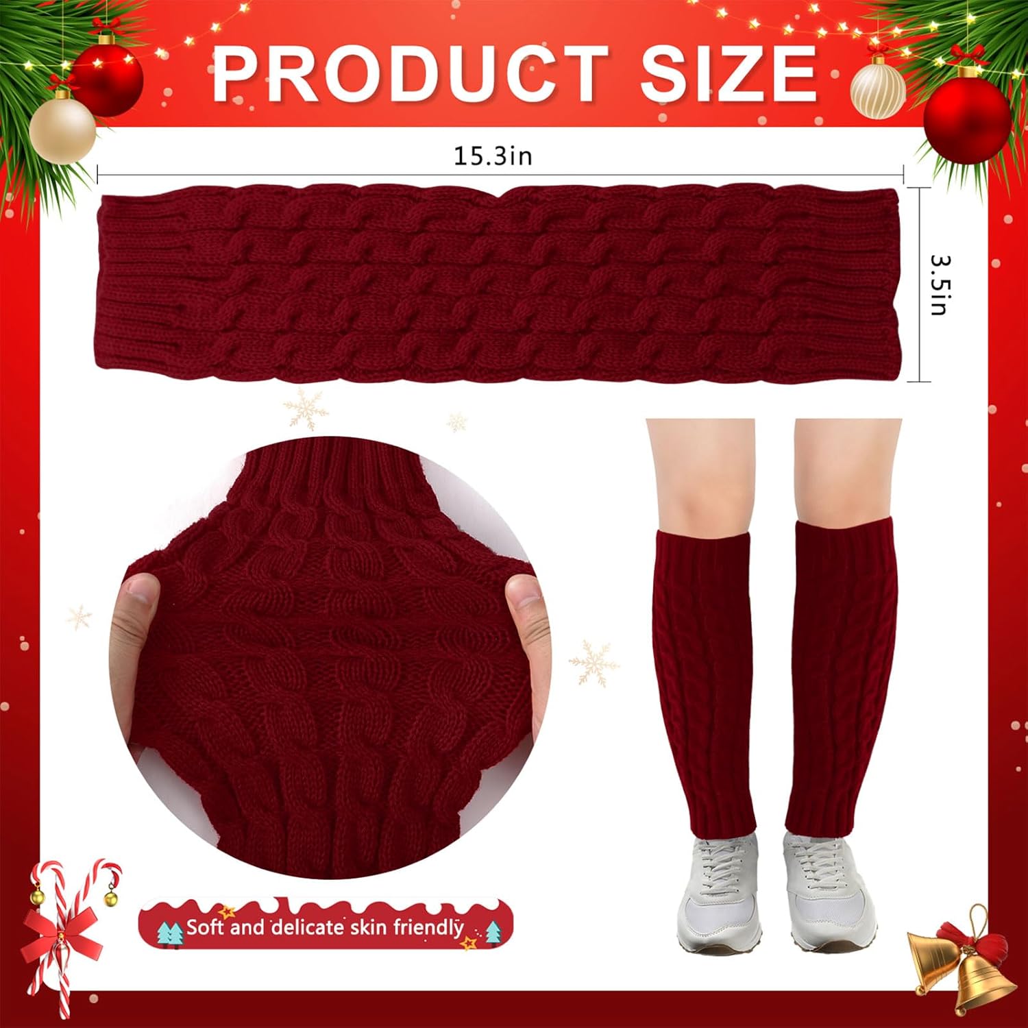 Junely Leg Warmers for Women 80s Cable Knit Leg Warmer for Ballet Dance Figure Skating Yoga Party Junior Neon Long Socks - Image 5