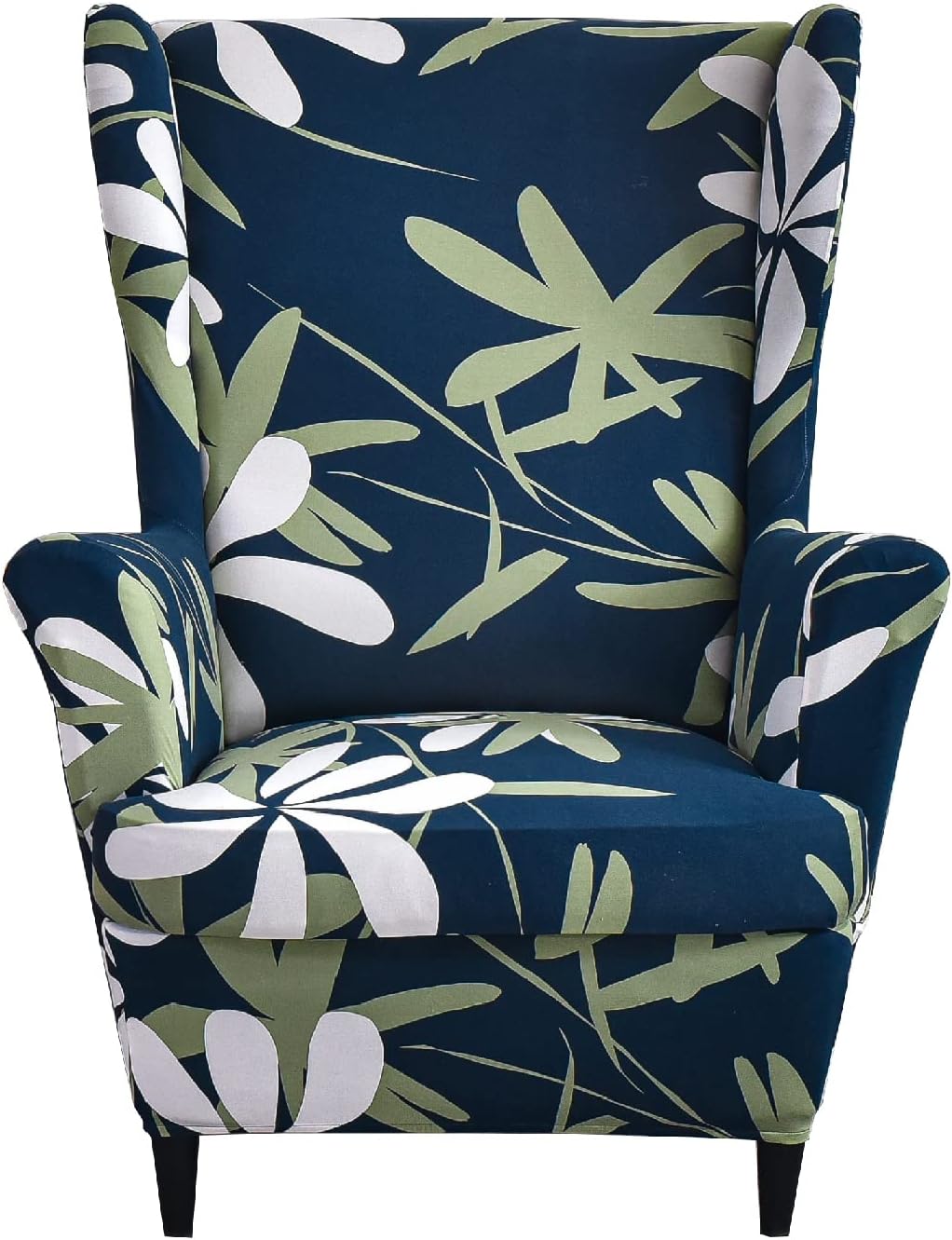 CRFATOP 2 Piece Stretch Wingback Chair Cover Printed Wing