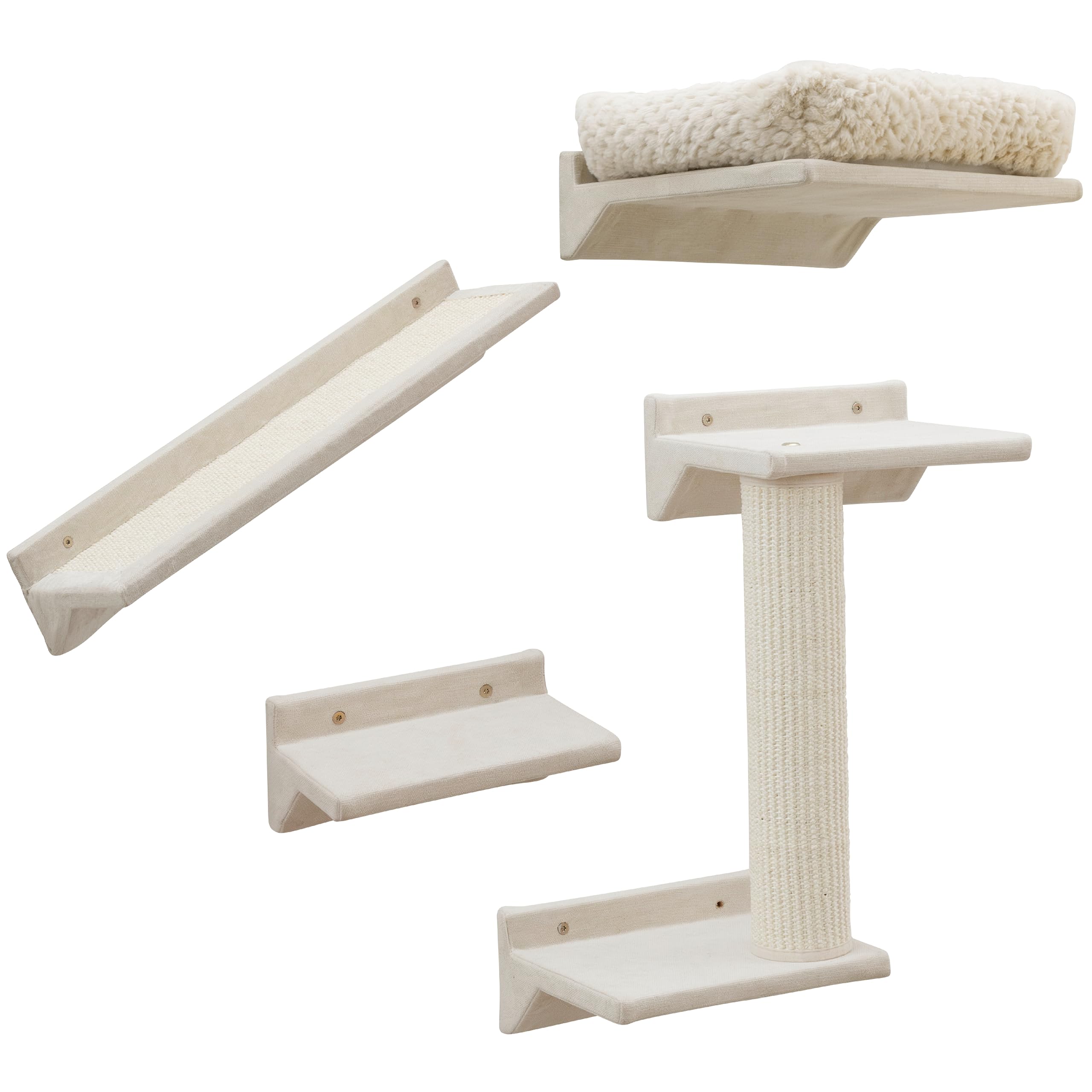 Kerbl Pet Parete da arrampicata Monte Prado, tiragraffi da parete, parete da arrampicata per gatti, tiragraffi da montare a parete, Cat Walk gatti, cuccia, sisal, beige