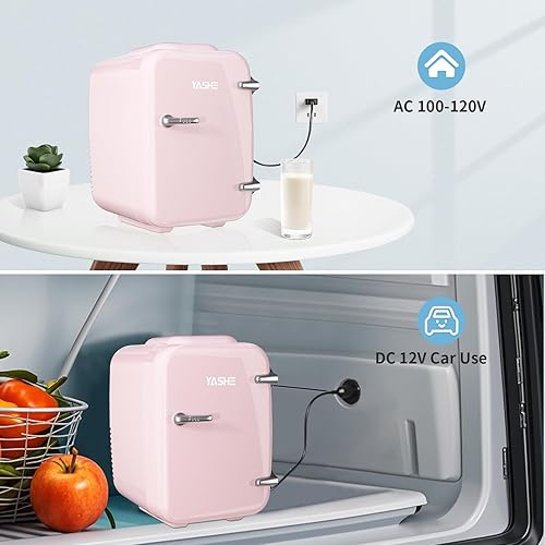Miniatura 6 de Mini nevera de 4 litros6 latas, refrigerador pequeño para el cuidado de la piel, 110 V CA12 V CC termoeléctrico enfriador y calentador para bebidas,