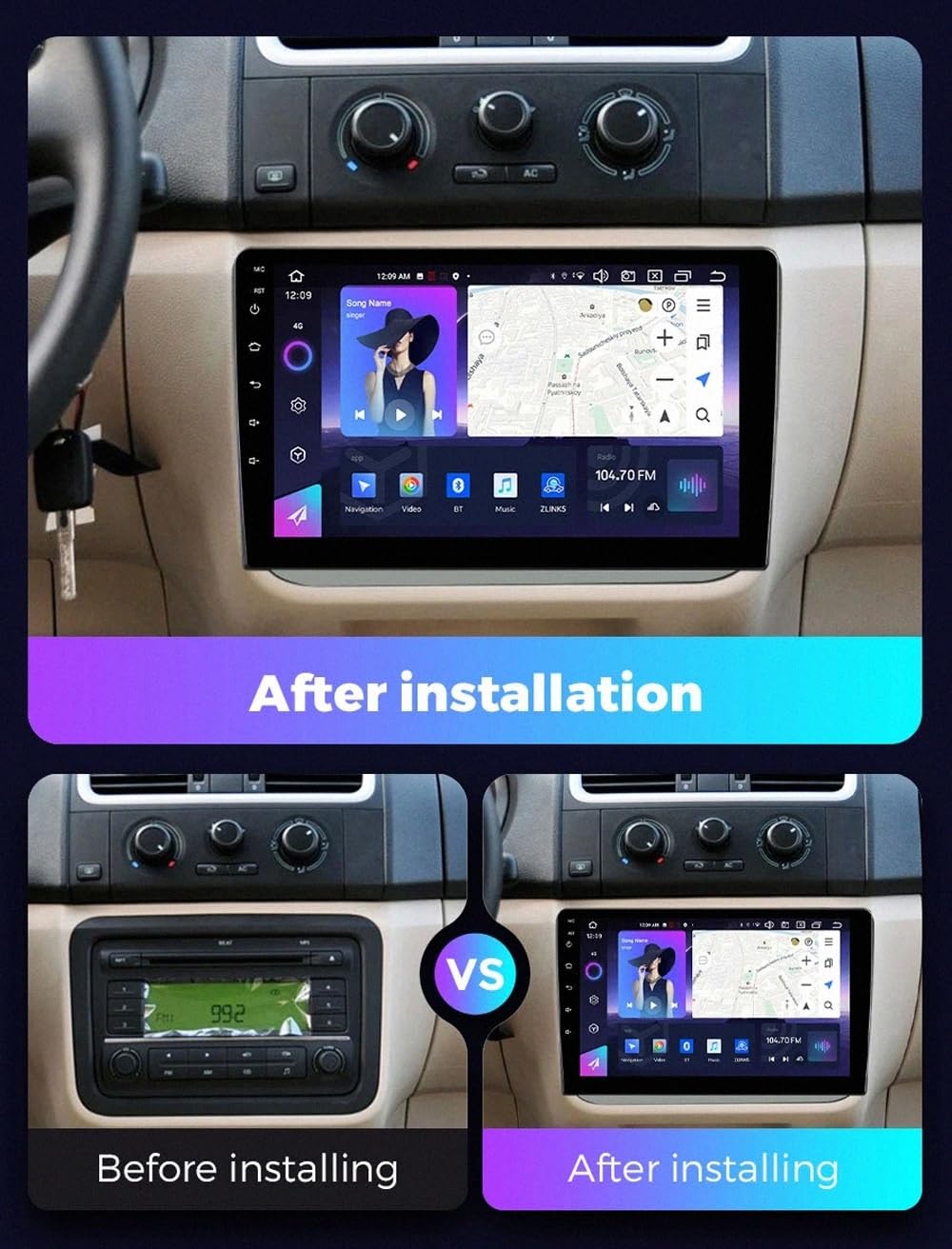 Car Stereo Carplay Radio de Coche para Skoda Fabia 2 2007-2014 Cámara Trasera - HD Pantalla Carplay Mirror Link - Portátil Radio Coche Bluetooth con, 4 Nuclear 2G+32G