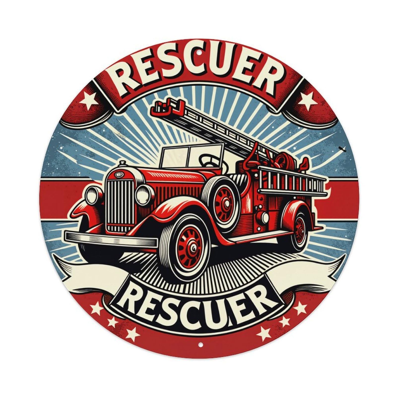 Vintage Fire Truck Emblem Design Tin Sign Vintage Style Home Bar Garden Wall Plaque Decor Metal Poster 8x12 Inch
