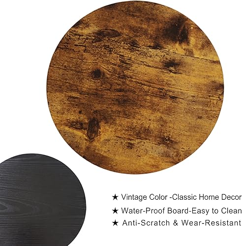 Miniatura 12 de INHABIT UNION Mesa auxiliar redonda con estante de almacenamiento, mesa auxiliar de 2 niveles para sala de estar y dormitorio, mesa de madera y